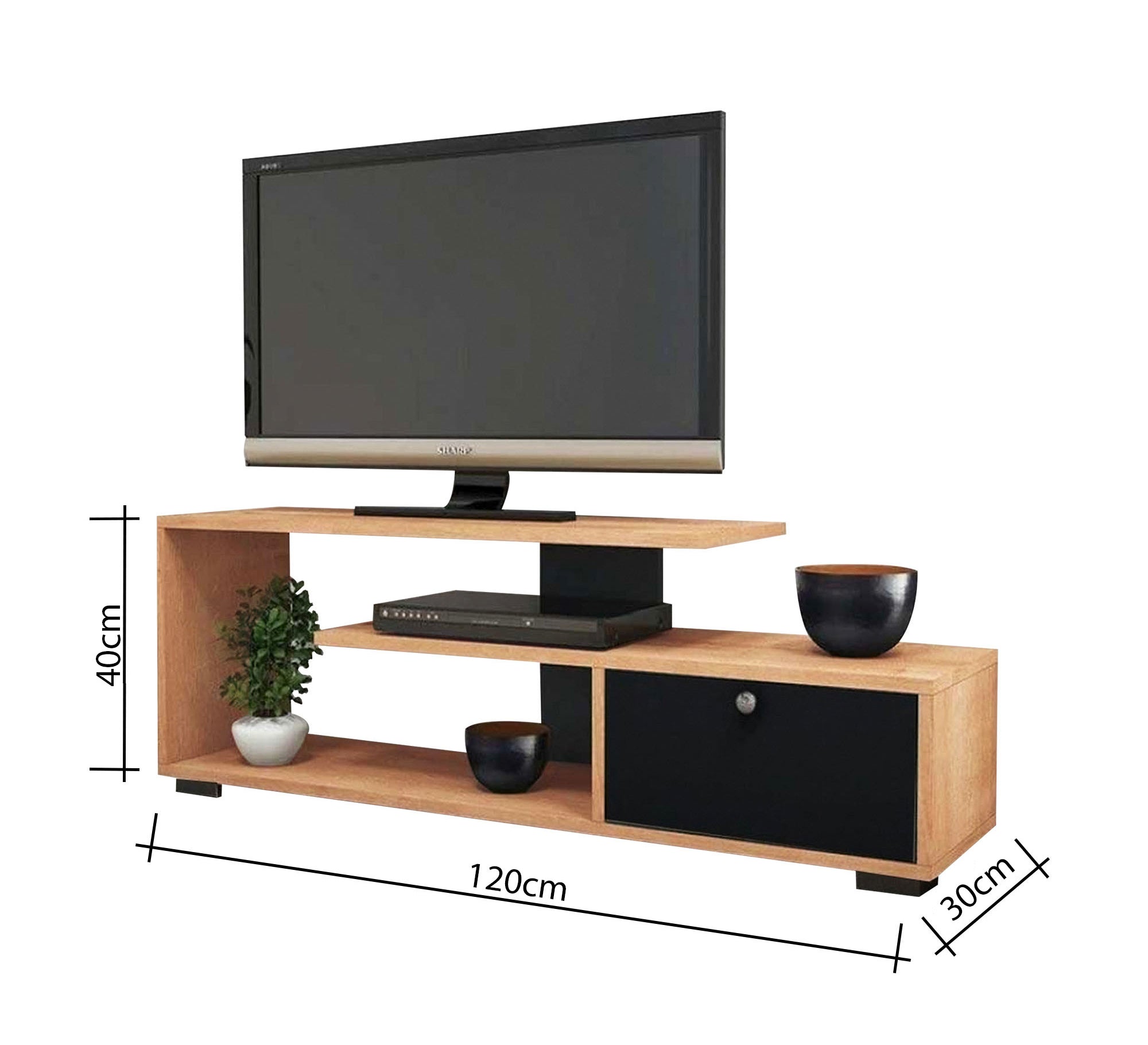 Wooden brown * black TV table - Vitrine Furniture - TV Table & Cabinet