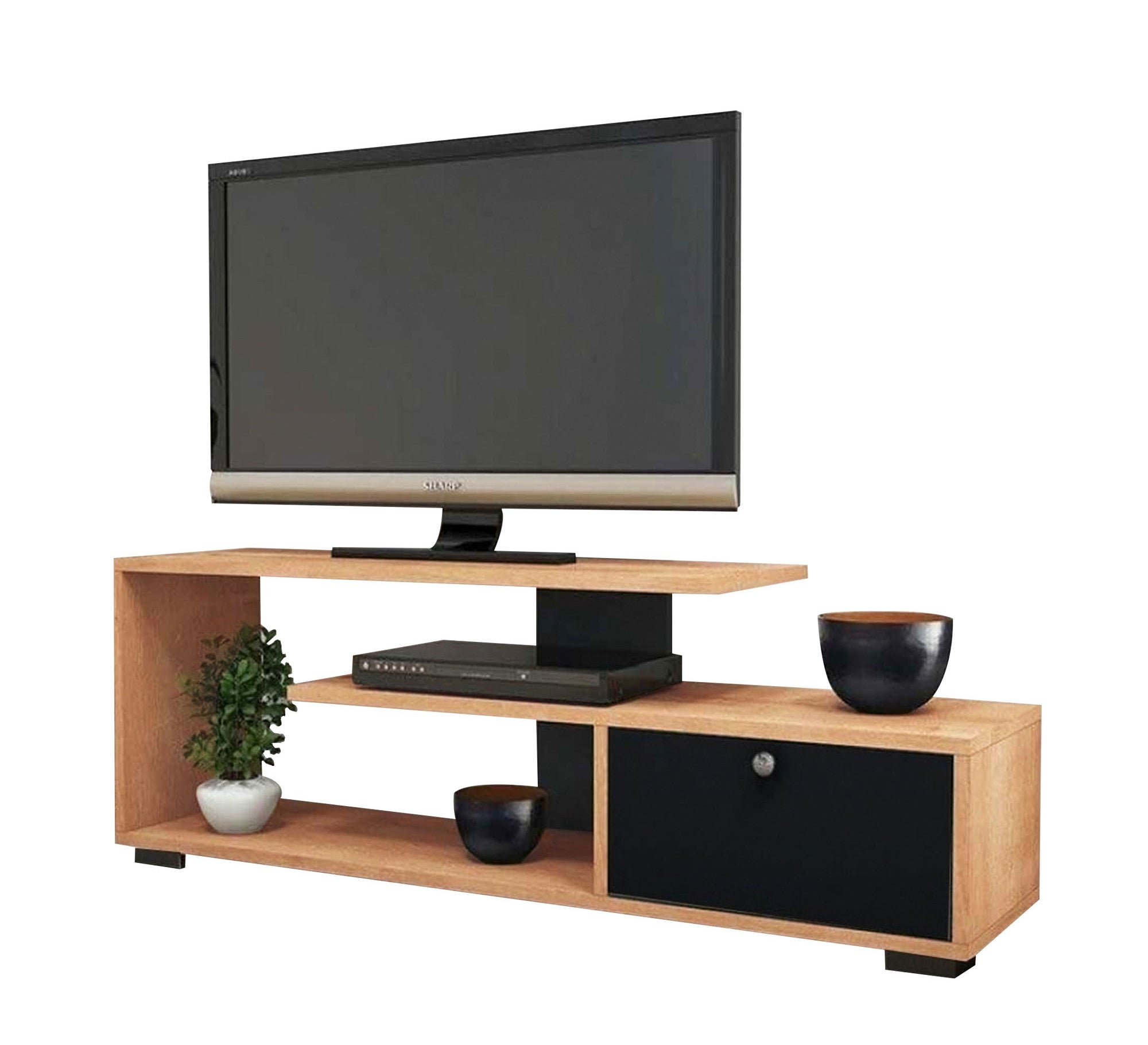 Wooden brown * black TV table - Vitrine Furniture - TV Table & Cabinet