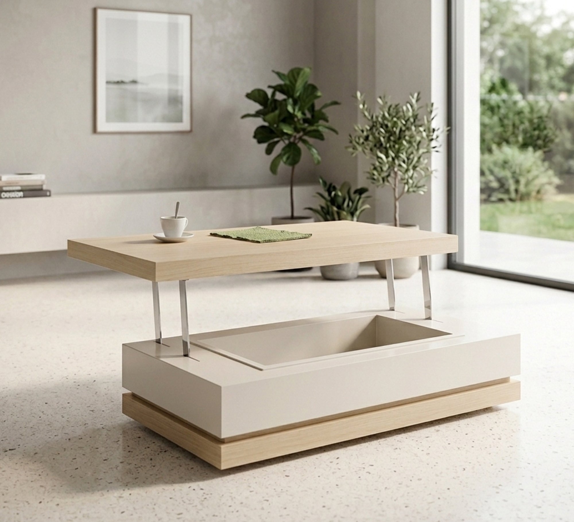 Wooden coffee table with elegant hidden storage - Vitrine Furniture - Coffee Tables