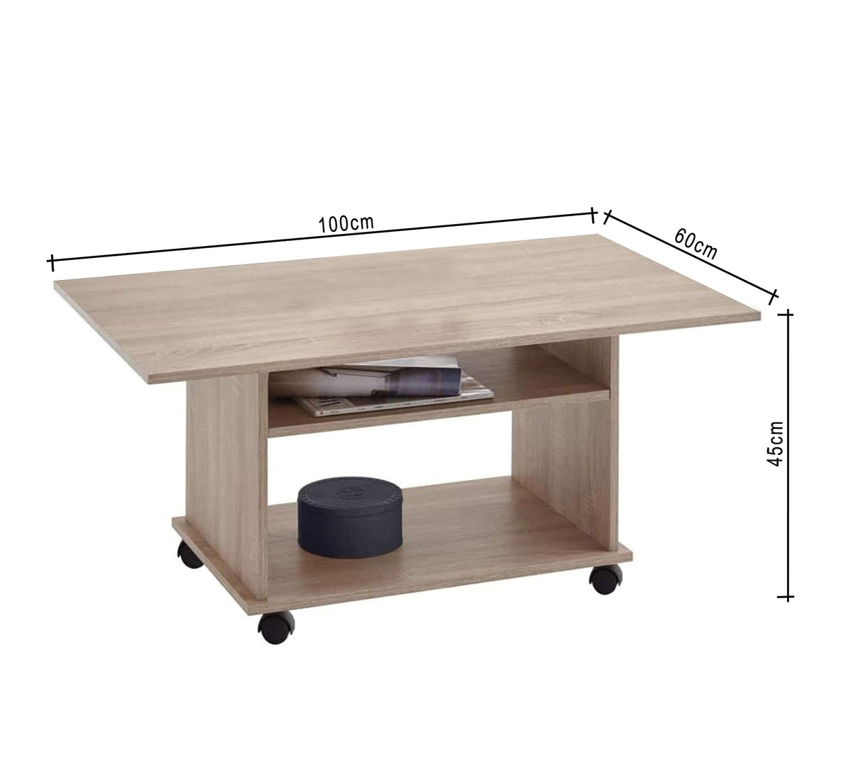 Wooden coffee table with wheels - Vitrine Furniture - Furniture