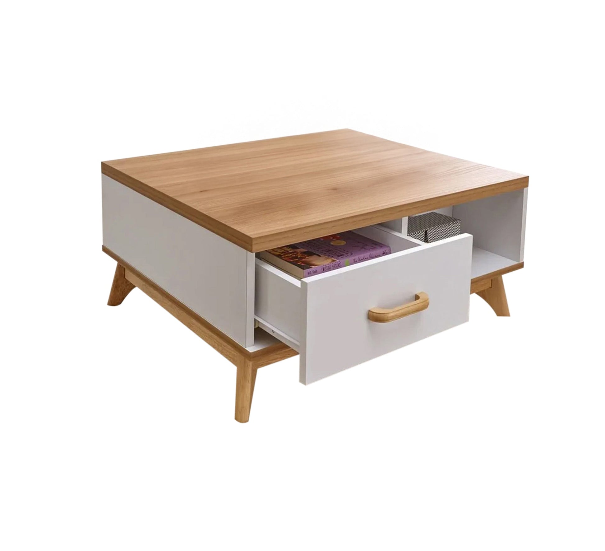 Wooden coffee table with white finish and storage - Vitrine Furniture - Furniture