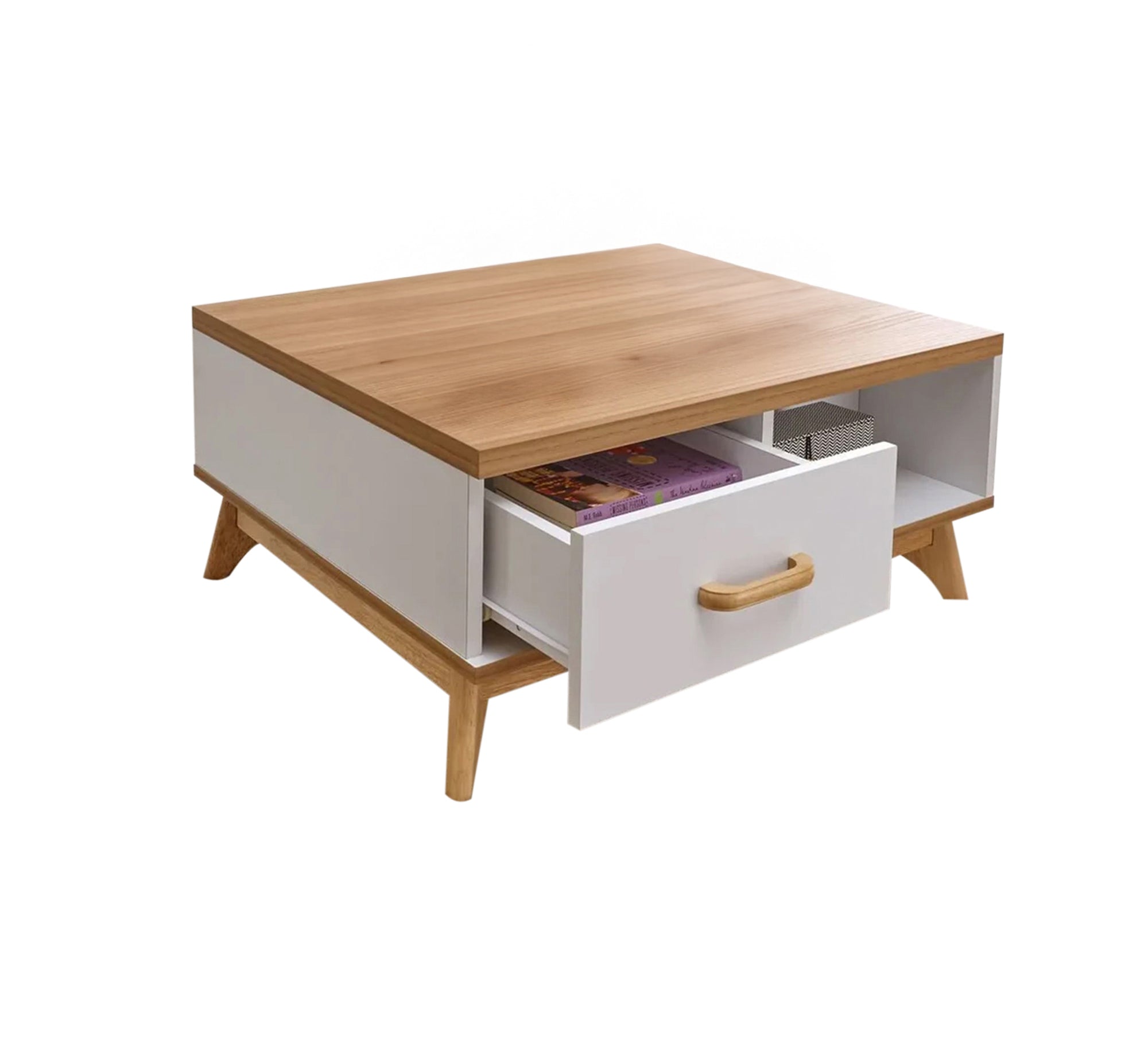 Wooden coffee table with white finish and storage - Vitrine Furniture - Furniture