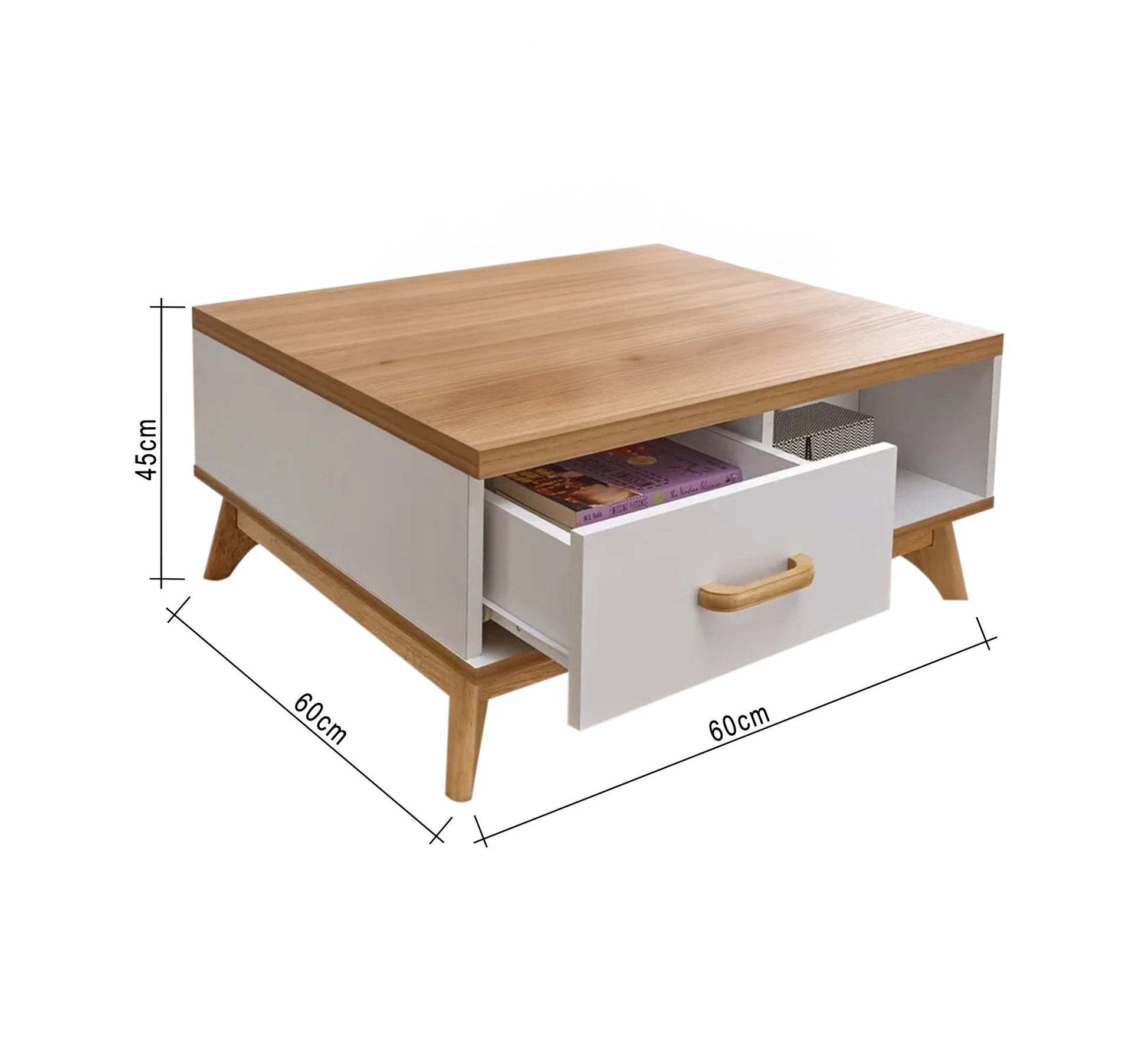 Wooden coffee table with white finish and storage - Vitrine Furniture - Furniture