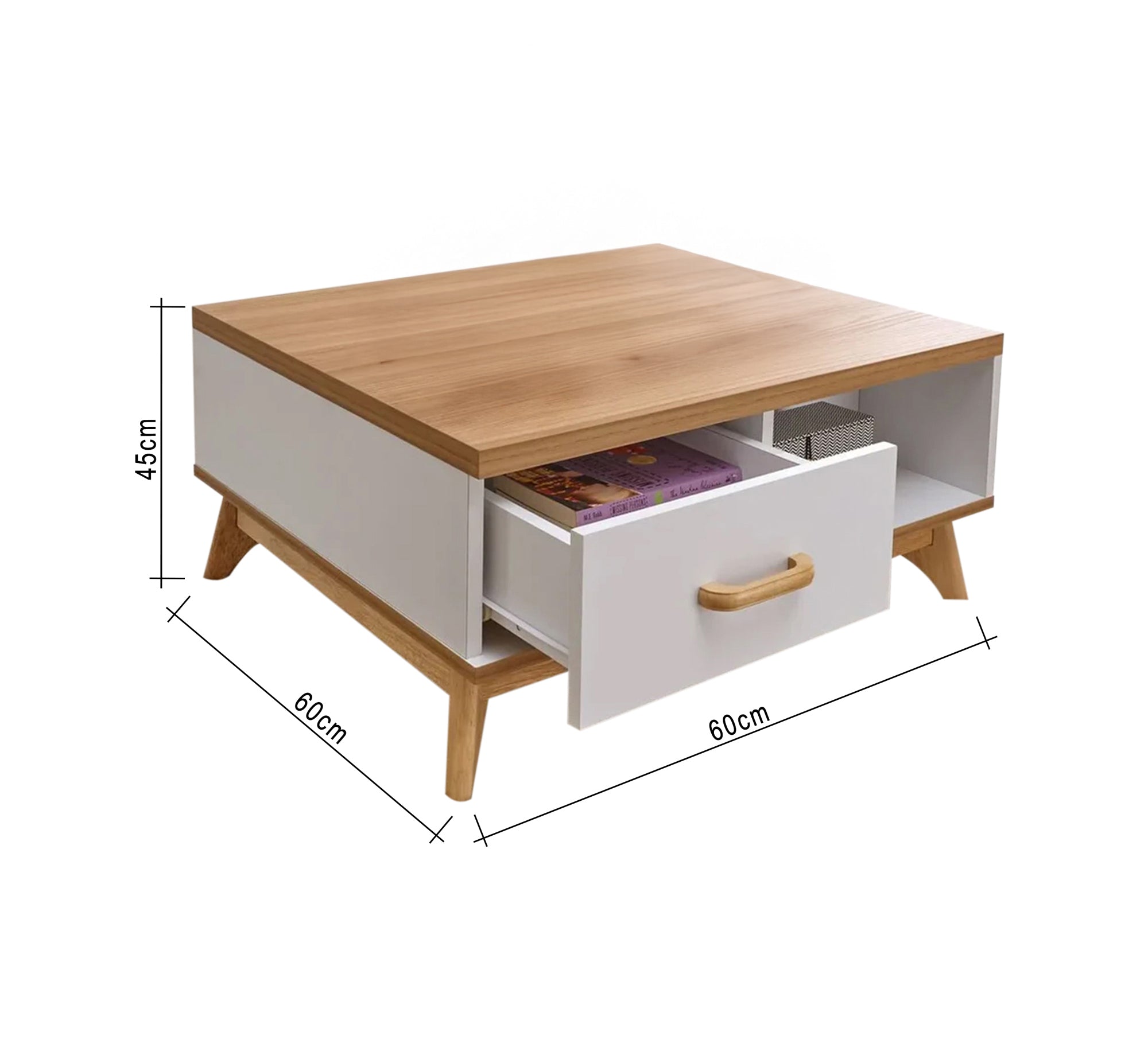 Wooden coffee table with white finish and storage - Vitrine Furniture - Furniture