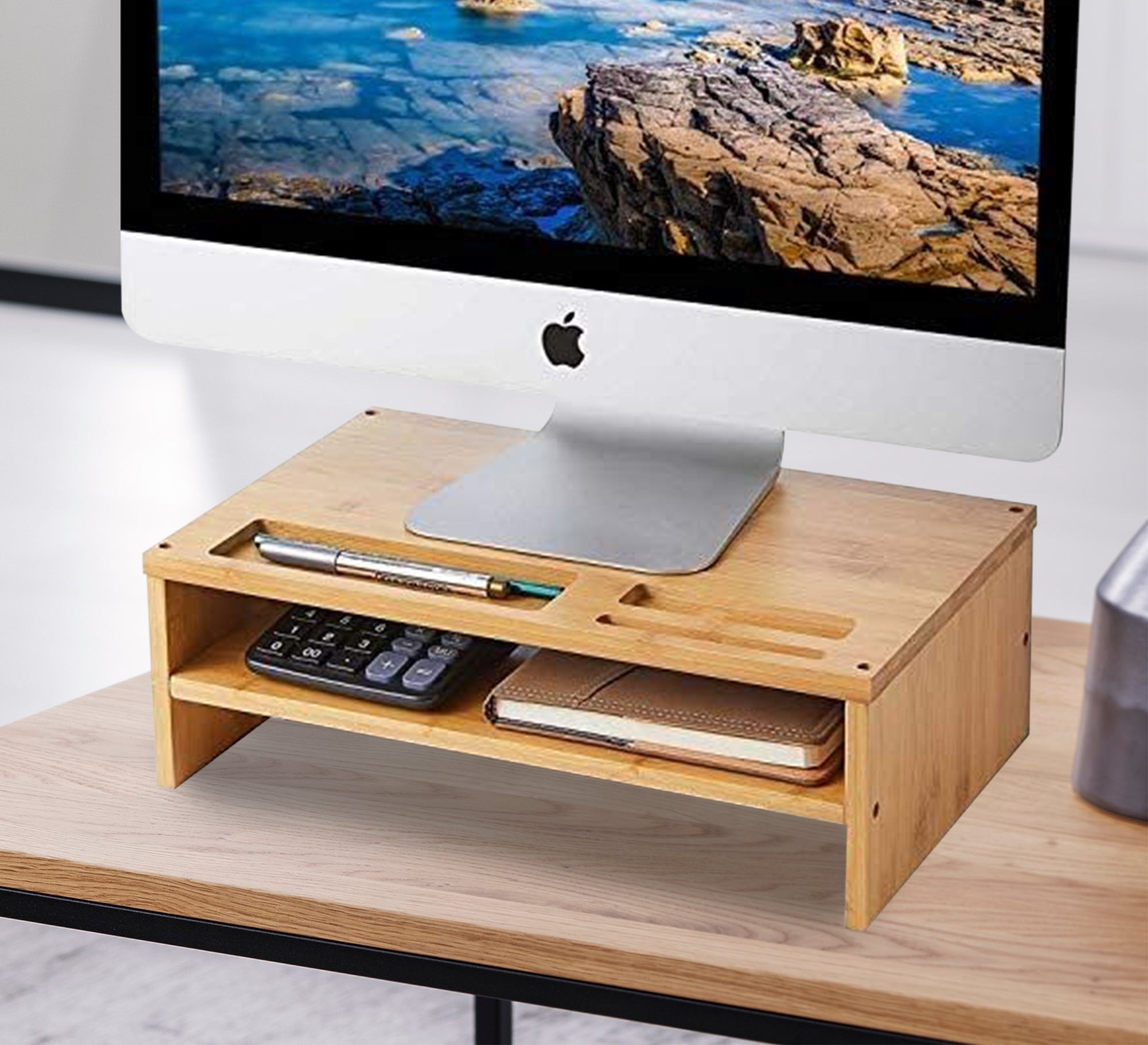 Wooden Computer Monitor Stand - Vitrine Furniture - TV Table & Cabinet