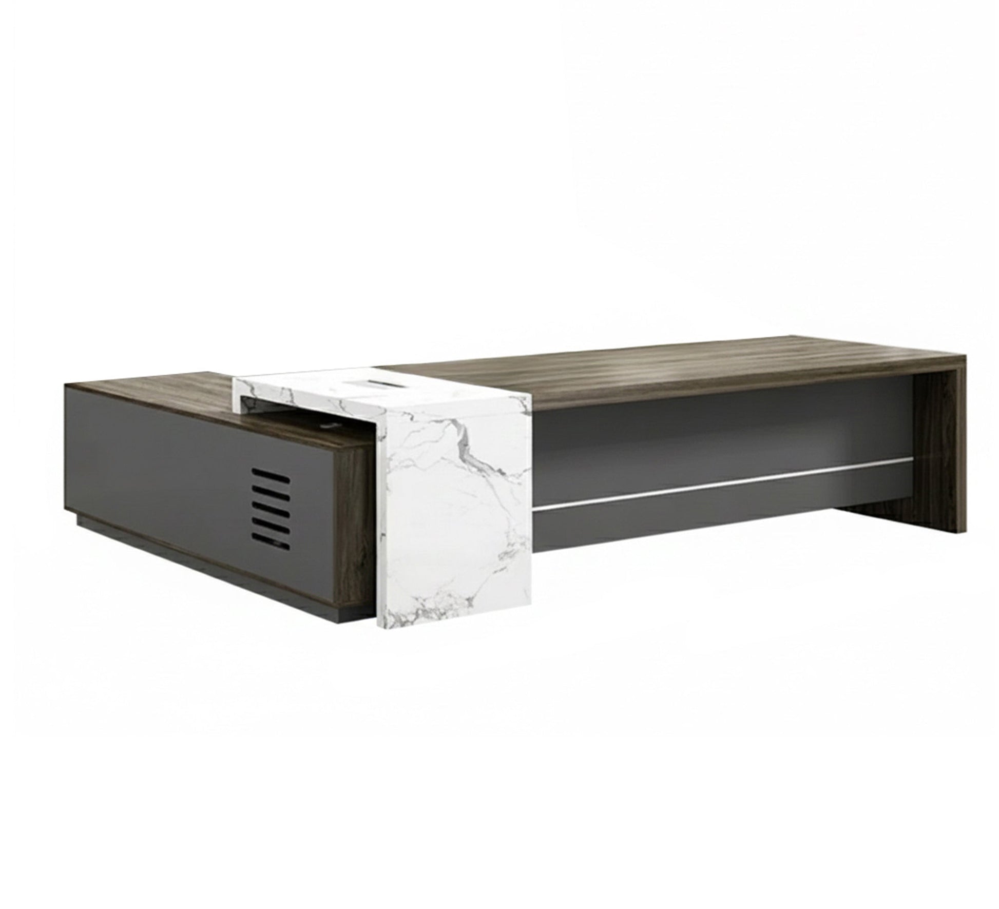 Wooden Corner Executive Desk with Ample Storage - Vitrine Furniture - Furniture