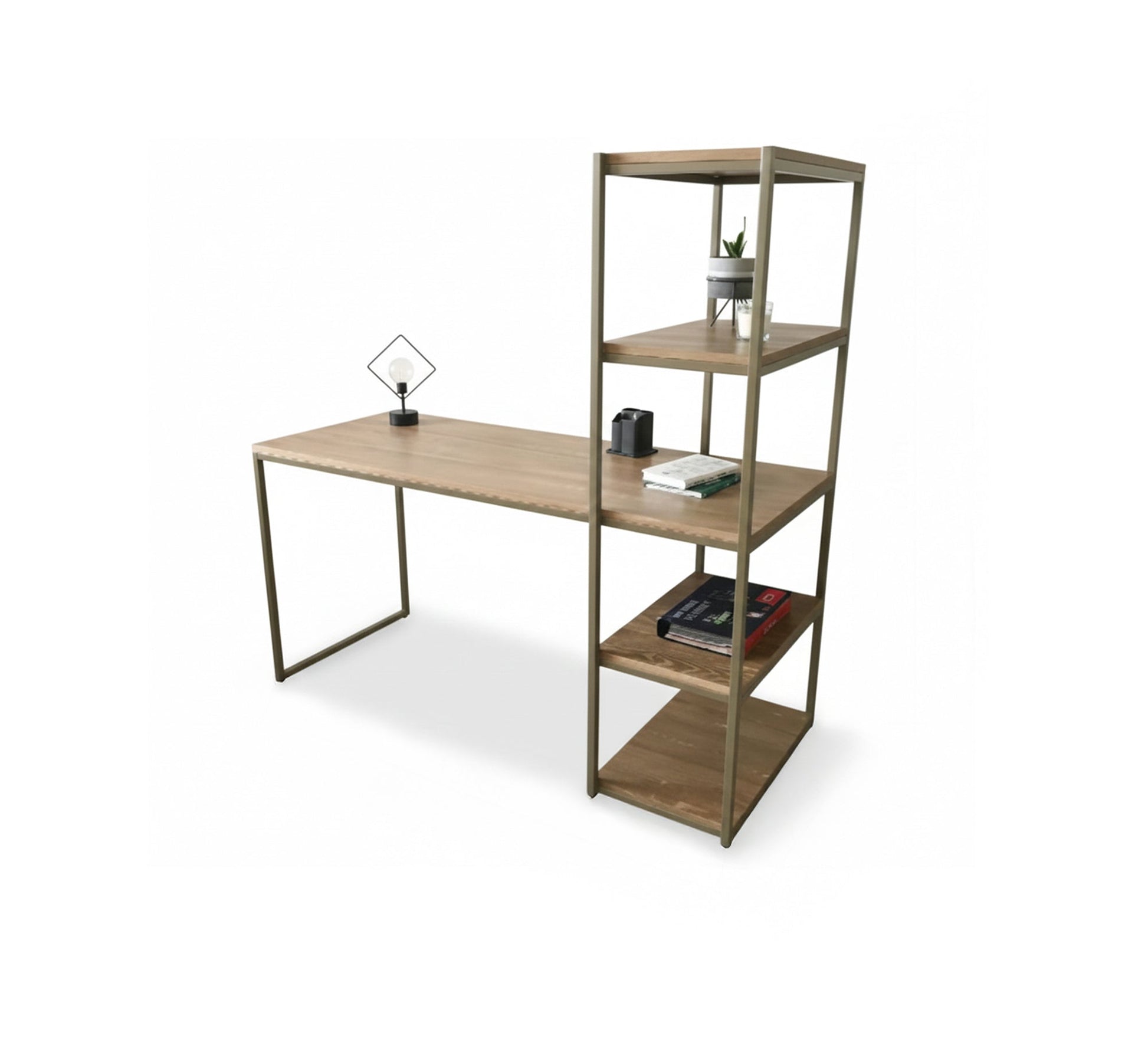 Wooden desk with integrated side bookcase - Vitrine Furniture - Furniture