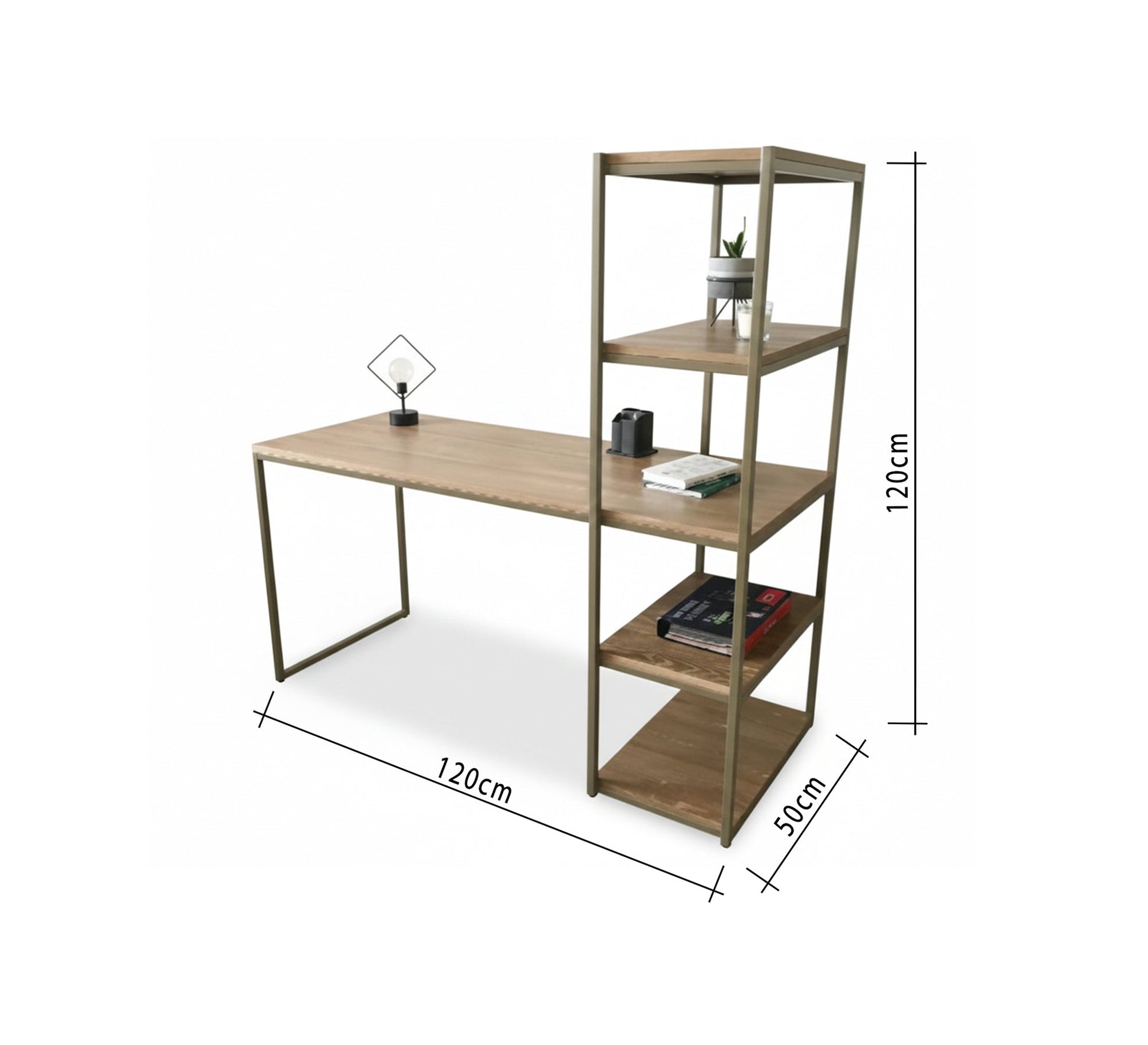 Wooden desk with integrated side bookcase - Vitrine Furniture - Furniture