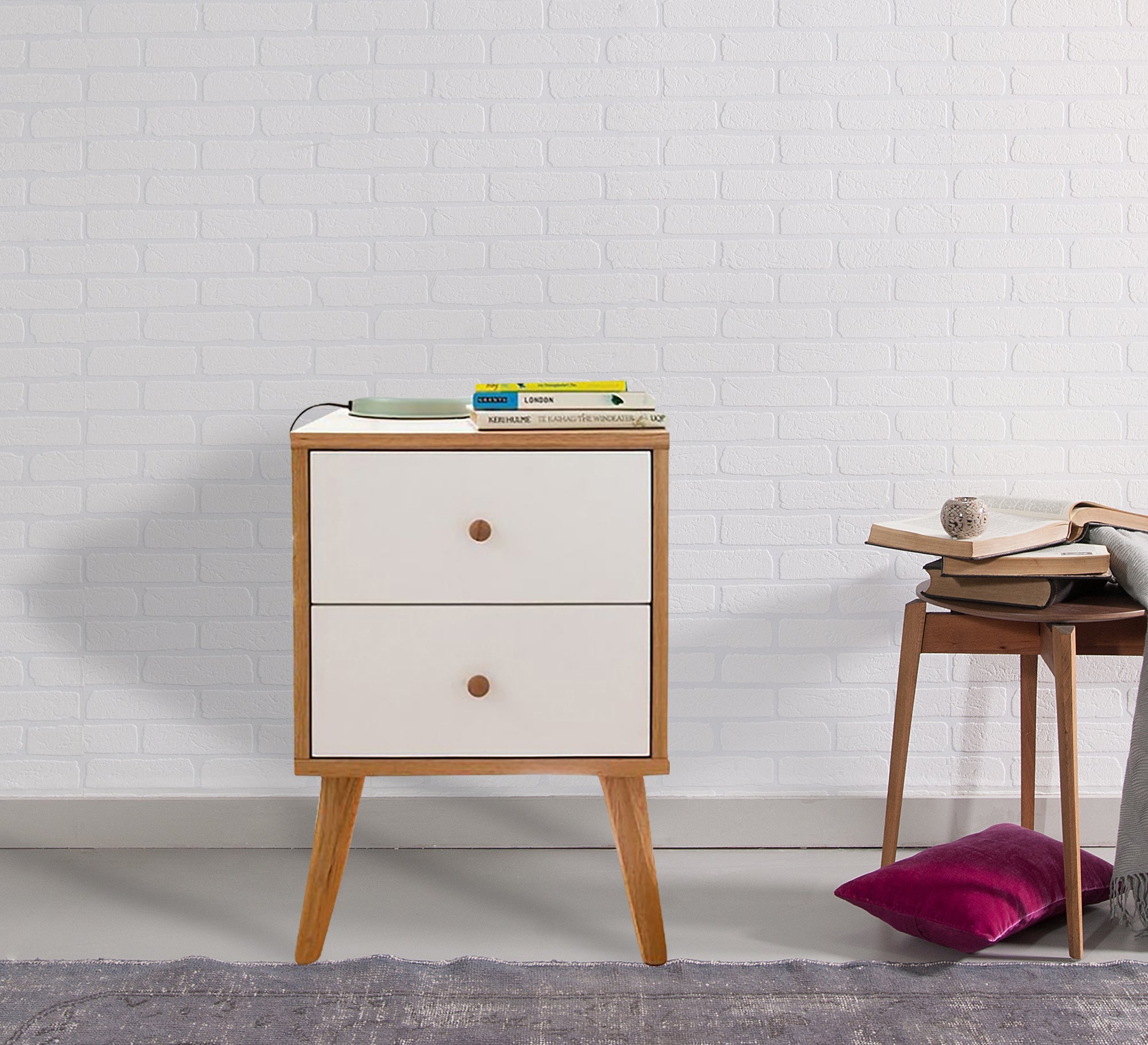 Wooden dresser with two white drawers - Vitrine Furniture - Furniture