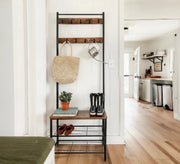 Wooden entryway organizer for hanging clothes and shoes - Vitrine Furniture - Furniture