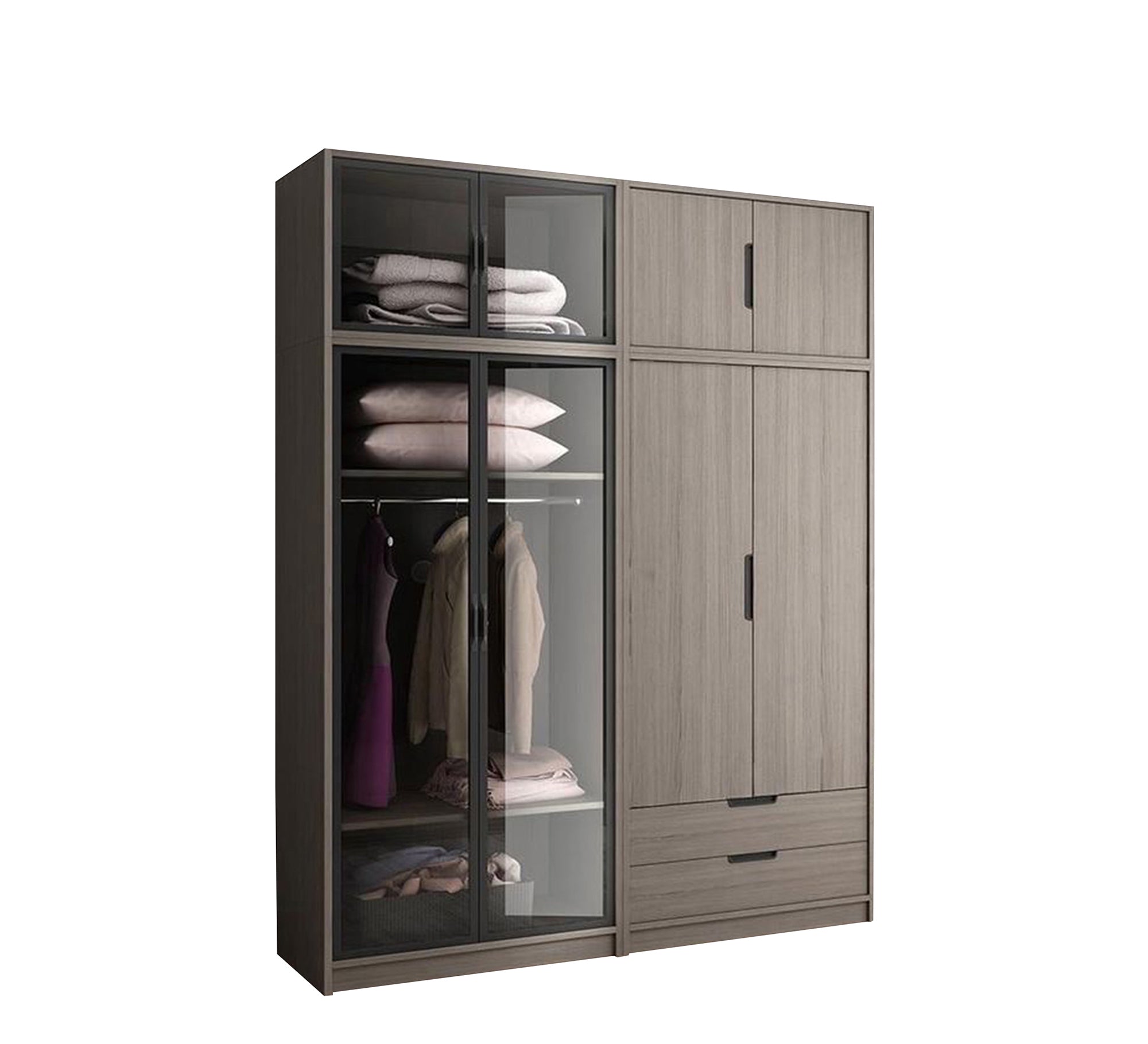 Wooden & Glass Wardrobe, Stylish & Modern - Vitrine Furniture - Furniture