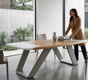 Wooden Meeting Table with White Edges and Openwork Geometric Legs - Vitrine Furniture - Desks