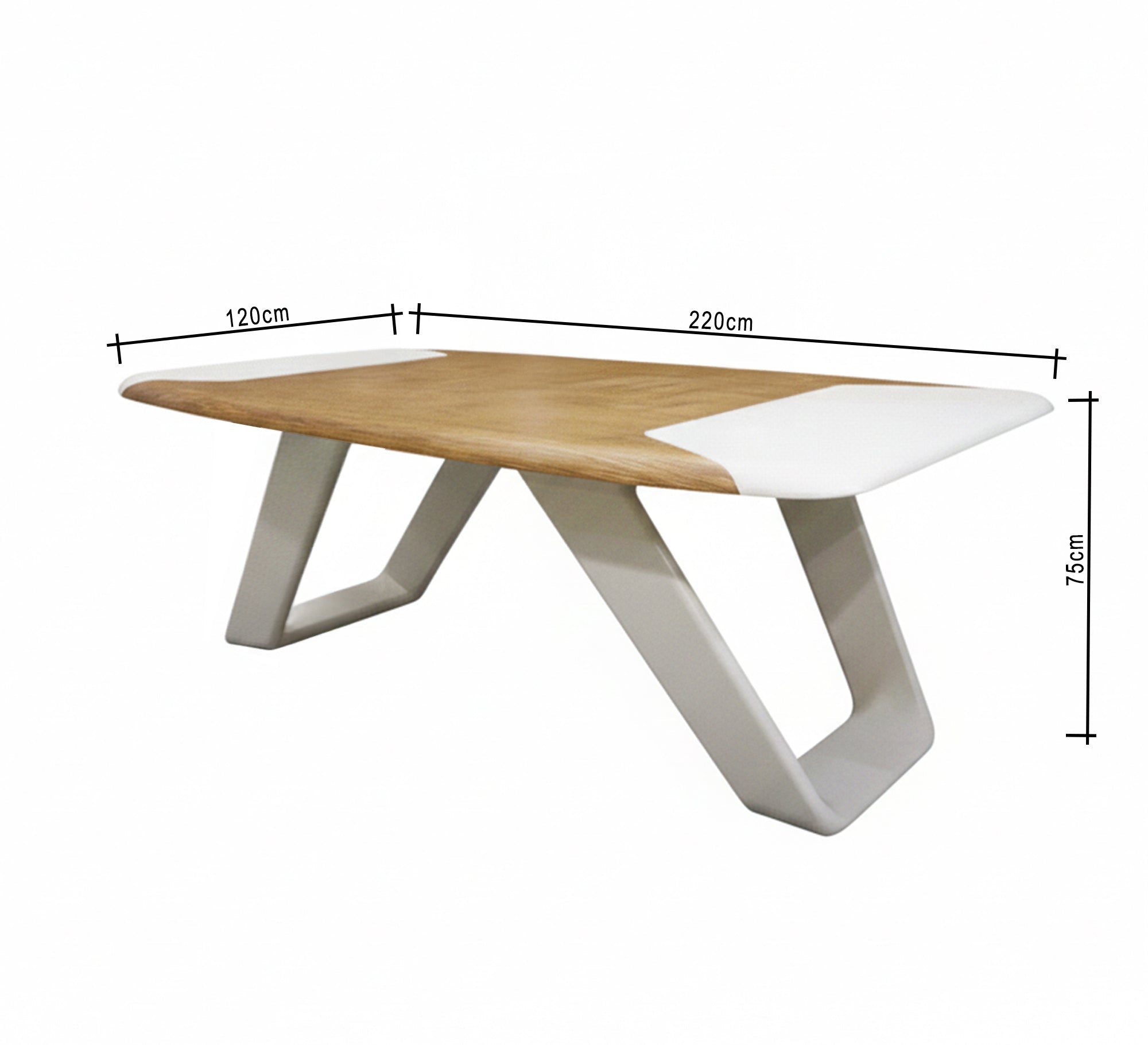 Wooden Meeting Table with White Edges and Openwork Geometric Legs - Vitrine Furniture - Furniture