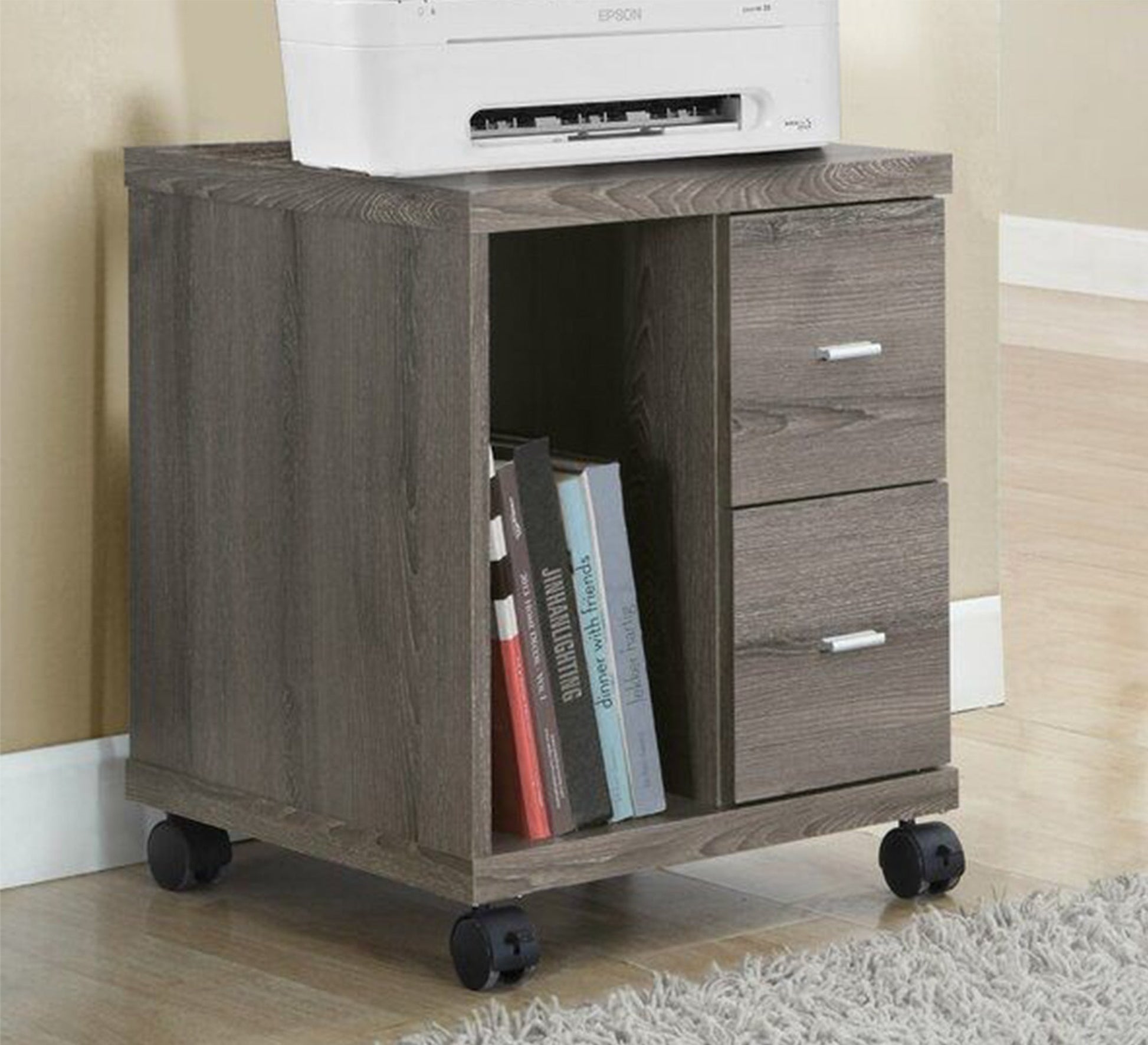 Wooden Mobile Printer Stand - Vitrine Furniture - Décor