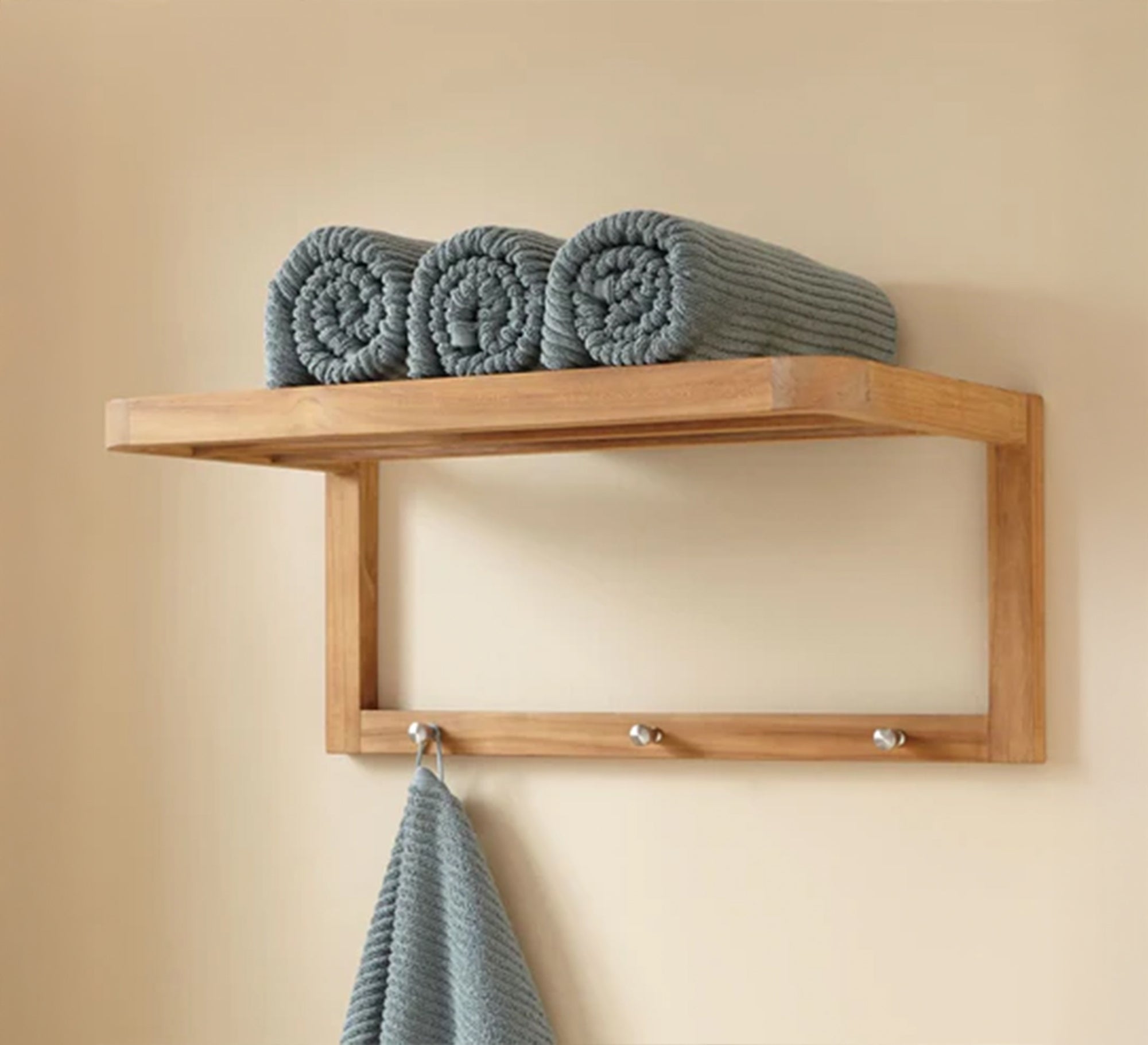Wooden Shelf and Towel Hanger - Vitrine Furniture - Furniture
