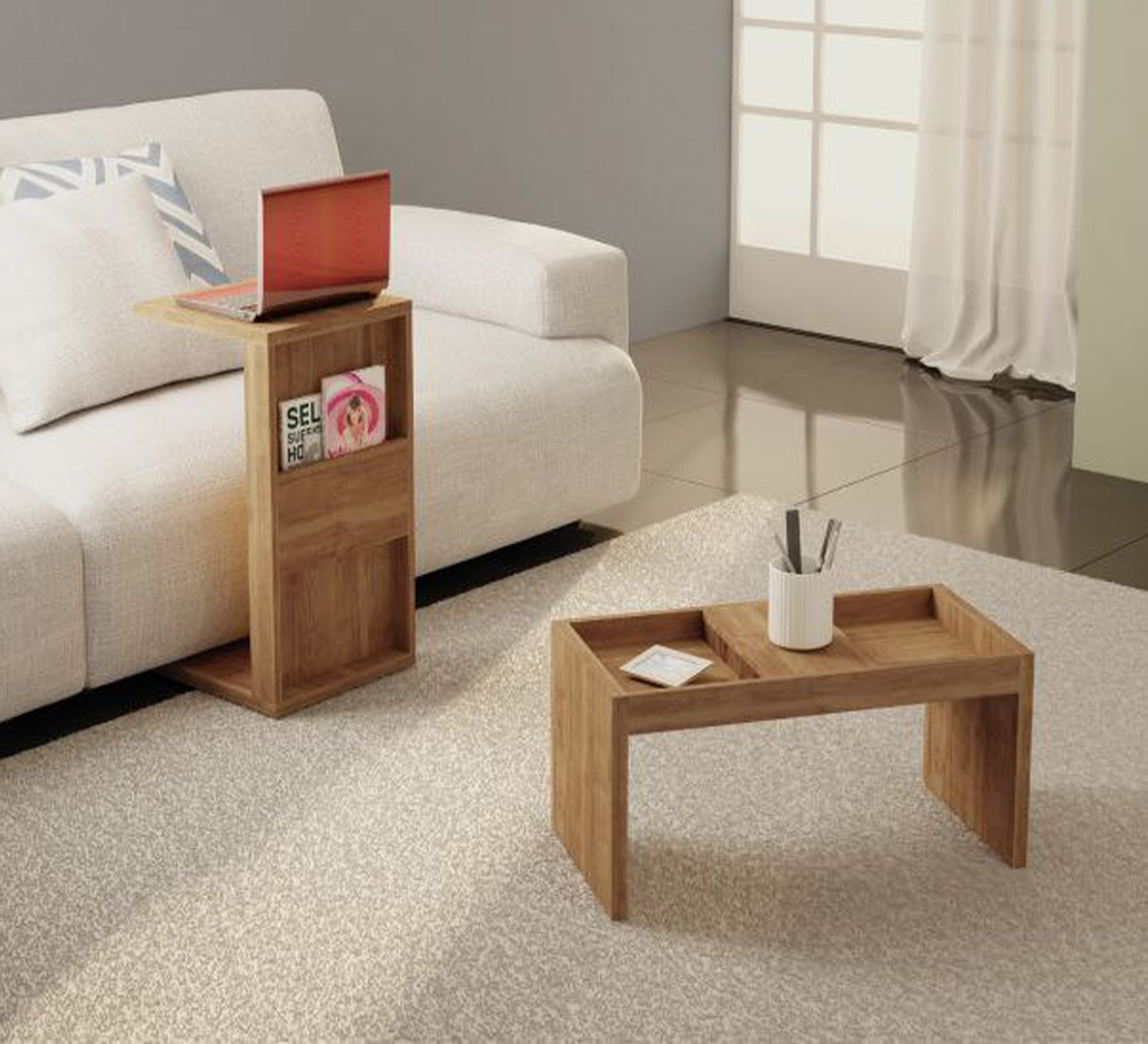 Wooden side table with flexible design - Vitrine Furniture - Furniture