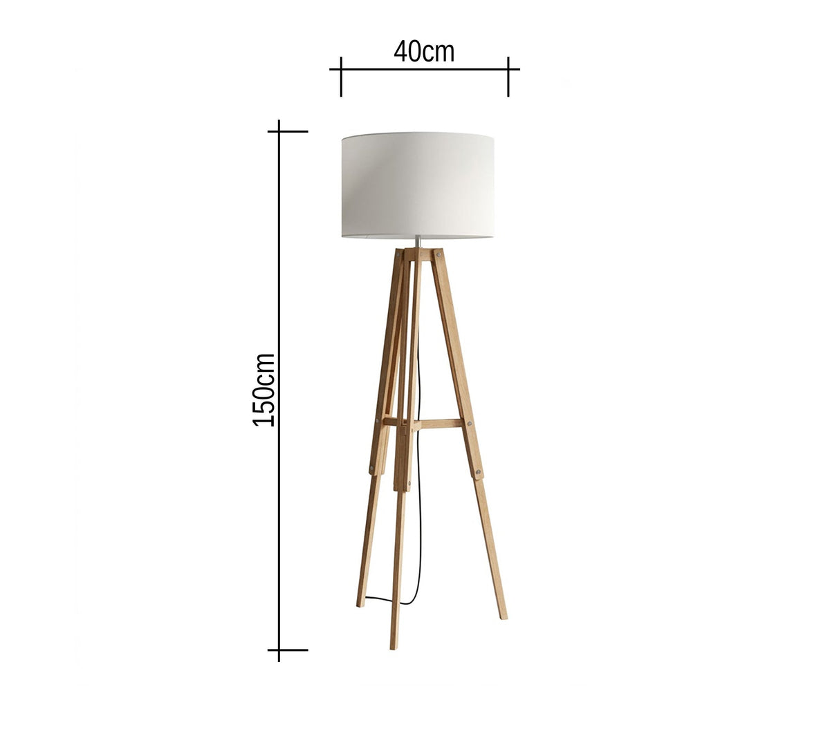 Wooden Tripod Floor Lamp with Shade - Vitrine Furniture - Floor lamps