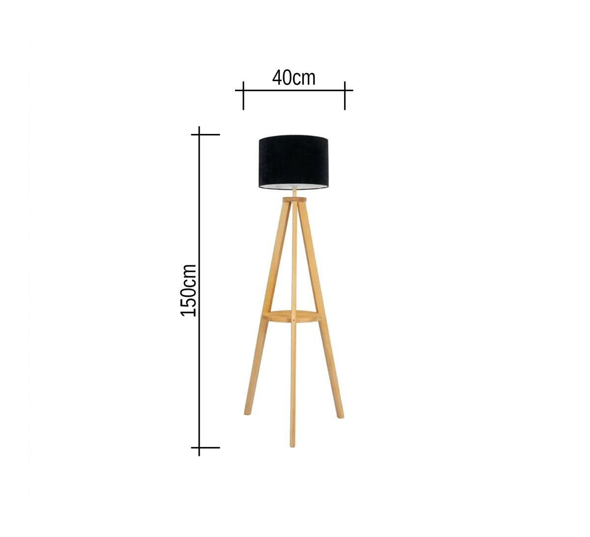 Wooden Tripod Floor Lamp with Shelf - Vitrine Furniture - Floor lamps
