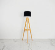 Wooden Tripod Floor Lamp with Shelf - Vitrine Furniture - Floor lamps