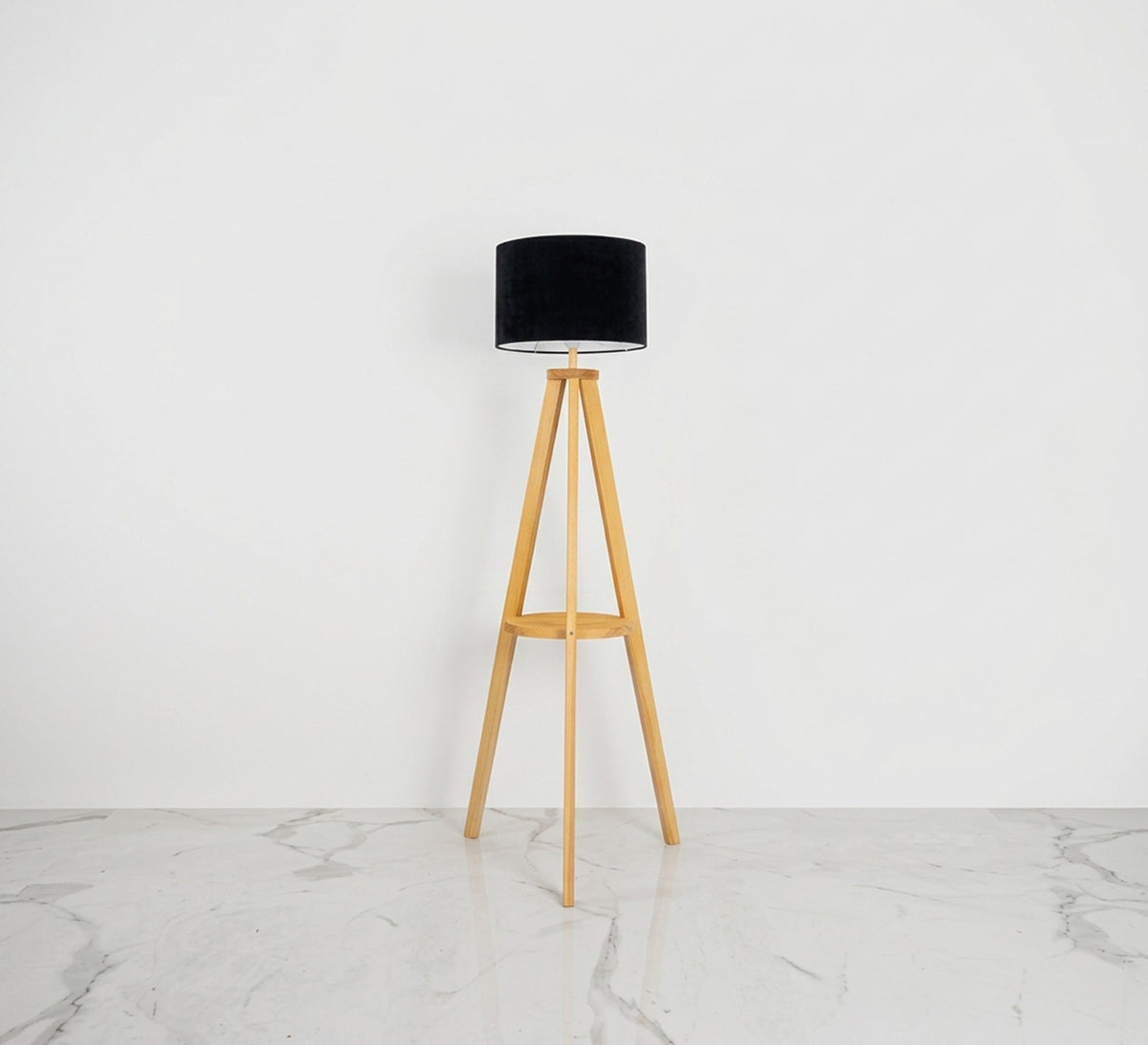 Wooden Tripod Floor Lamp with Shelf - Vitrine Furniture - Floor lamps