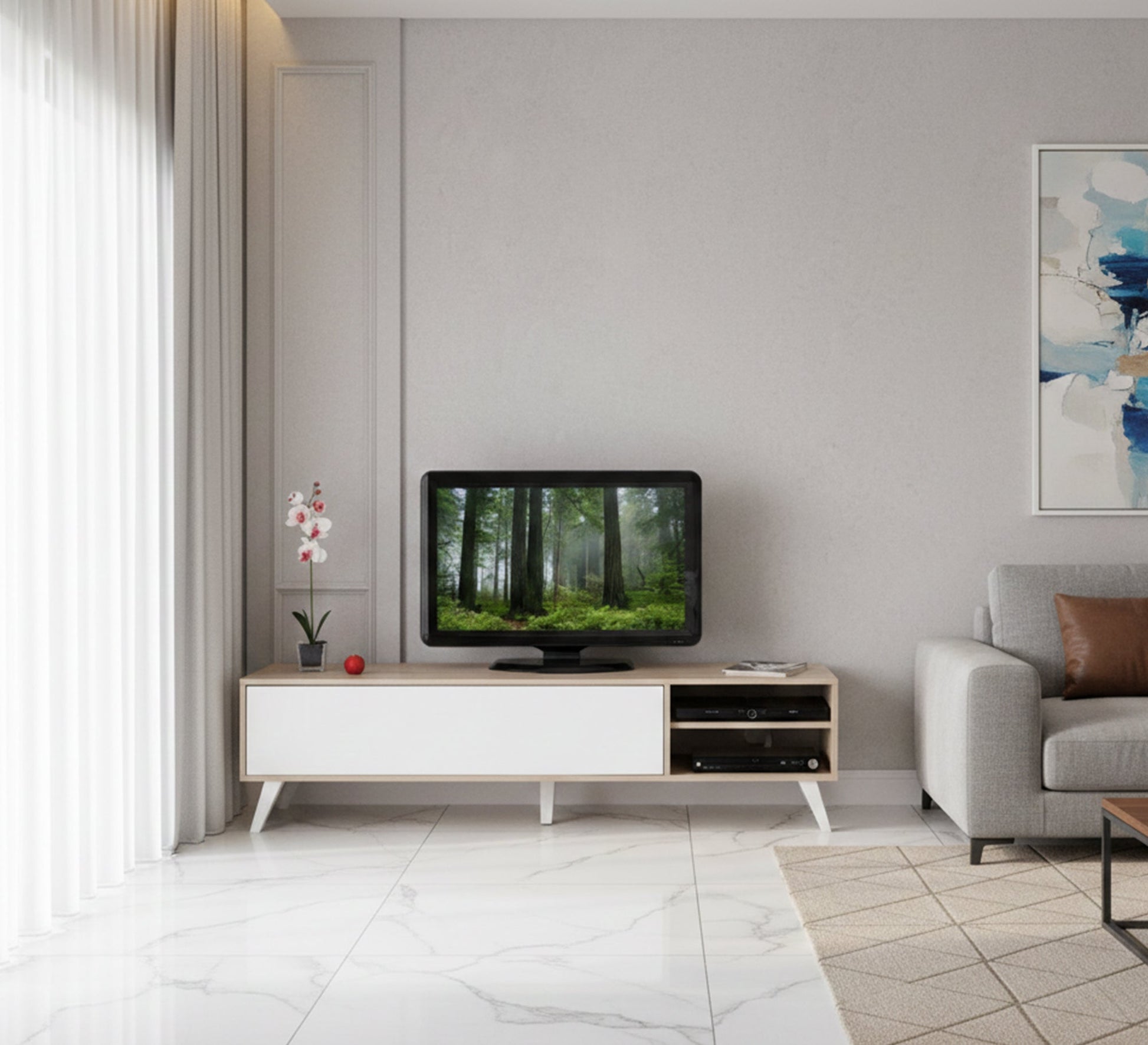 Wooden TV table * white - Vitrine Furniture - TV Table & Cabinet