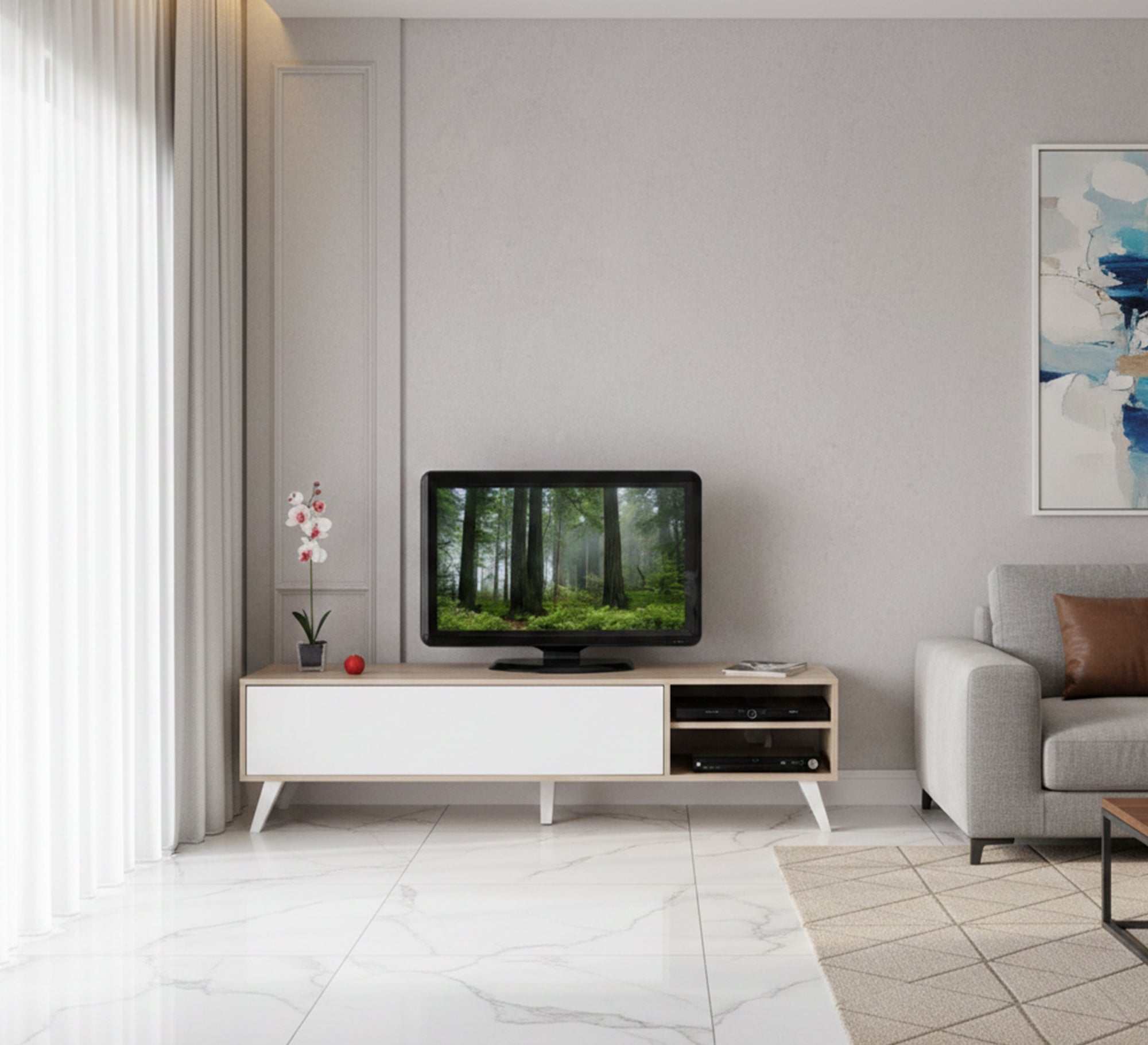 Wooden TV table * white - Vitrine Furniture - TV Table & Cabinet