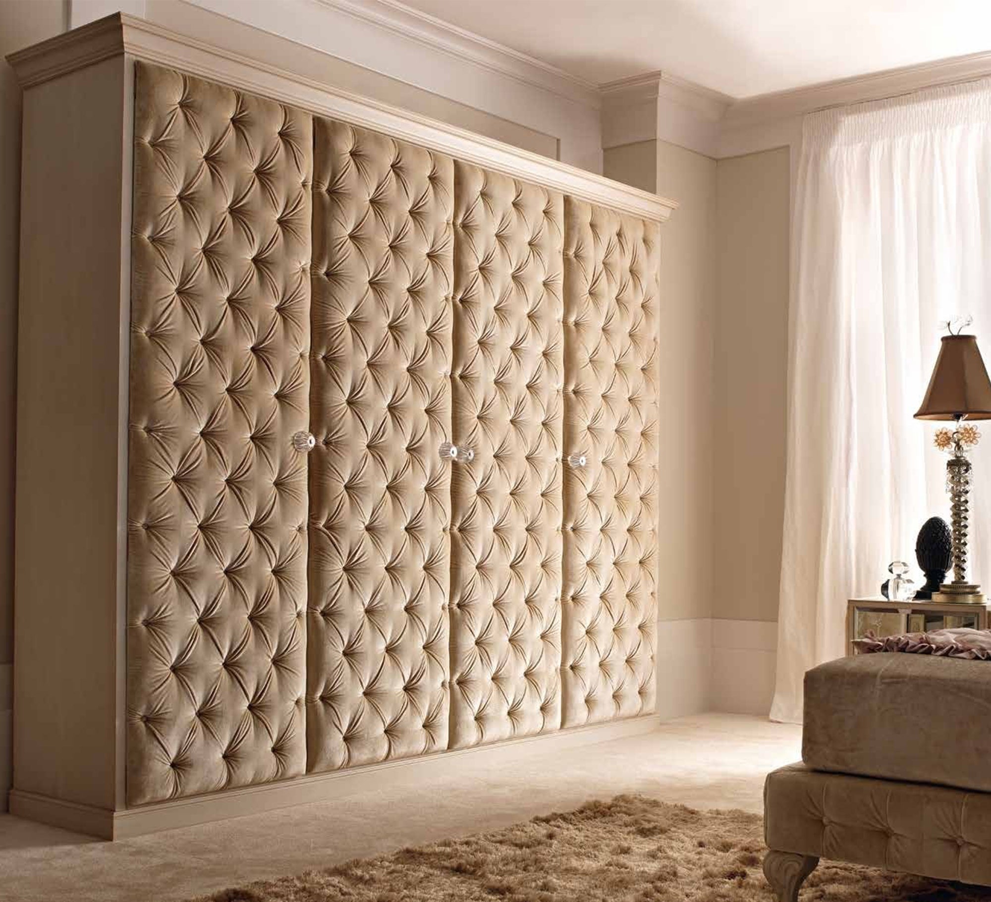 Wooden wardrobe with recessed stitched doors - Vitrine Furniture - Furniture