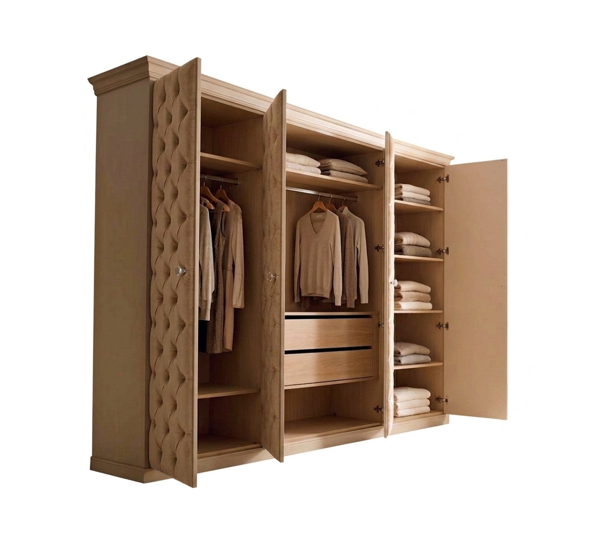 Wooden wardrobe with recessed stitched doors - Vitrine Furniture - Wardrobes