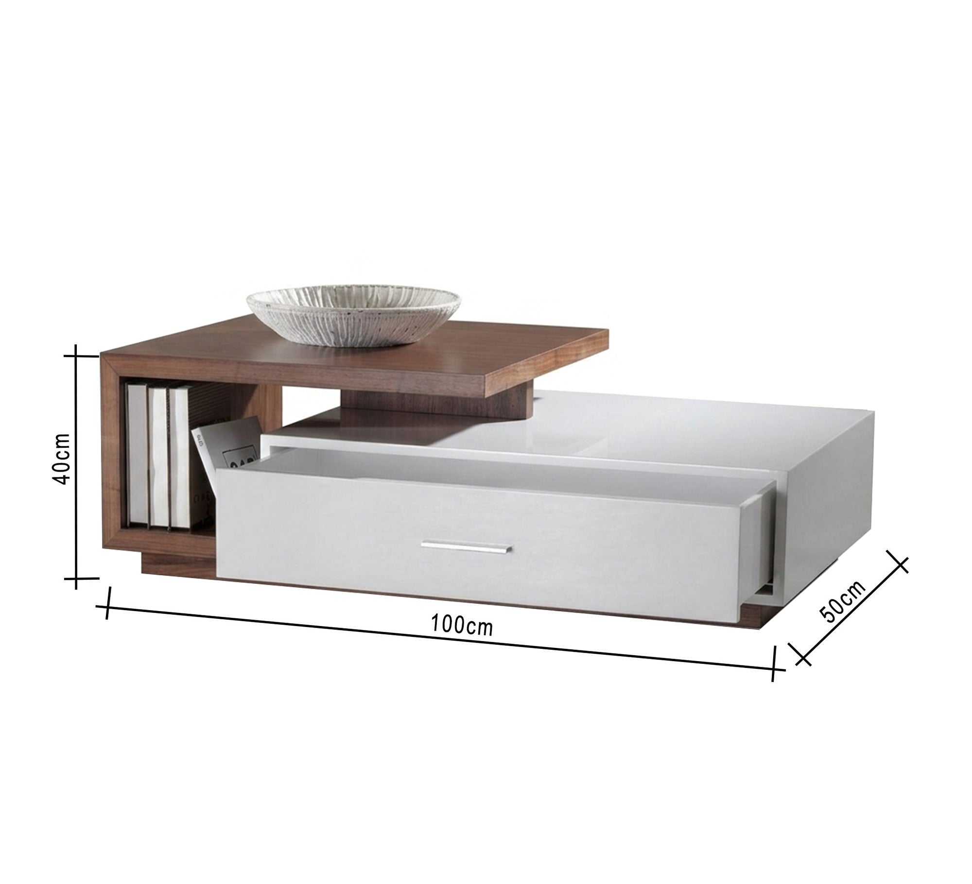 Wooden white and brown center table - Vitrine Furniture - Coffee Tables