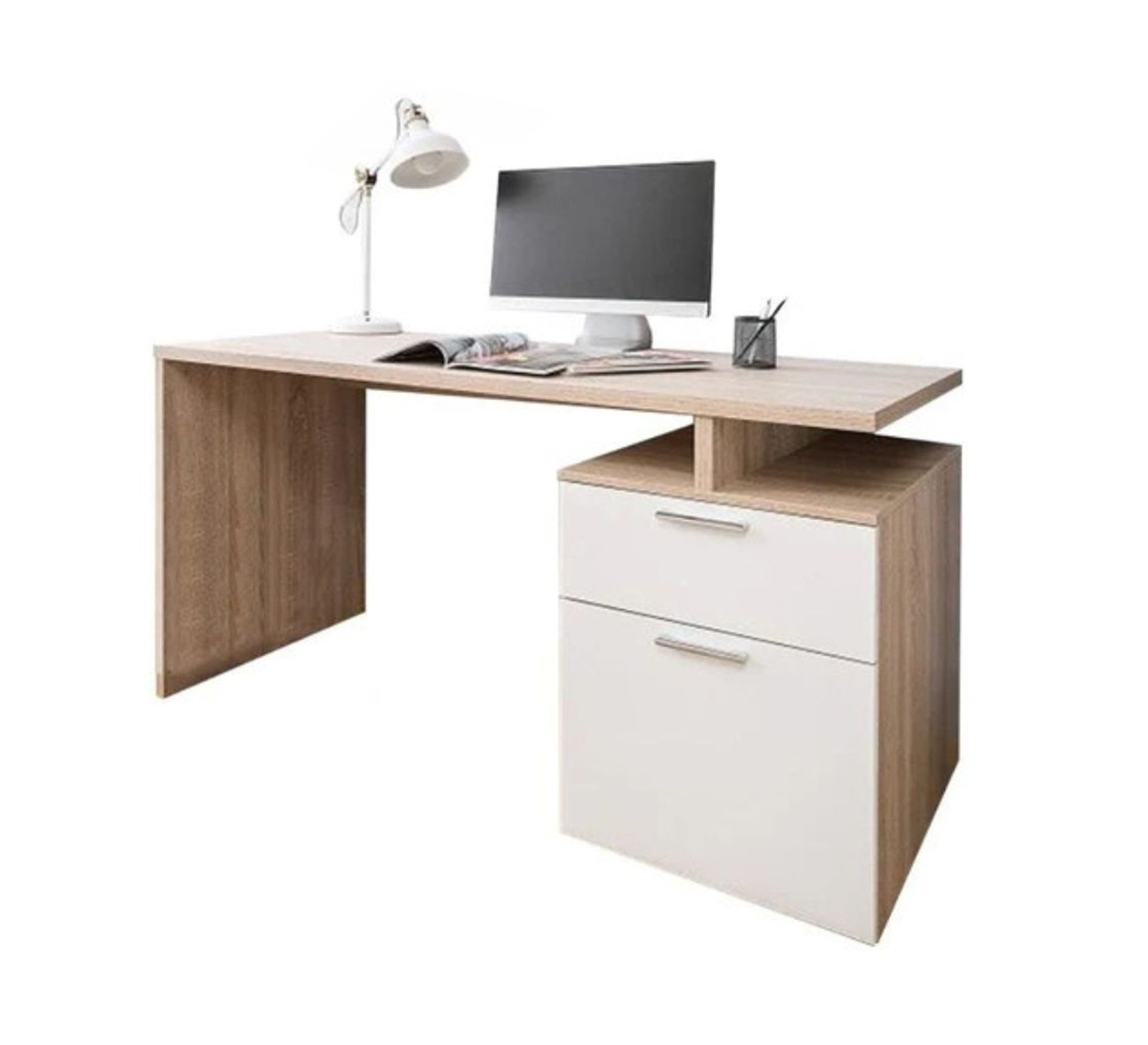 Wooden work desk with side storage units and a stylish design - Vitrine Furniture - Furniture
