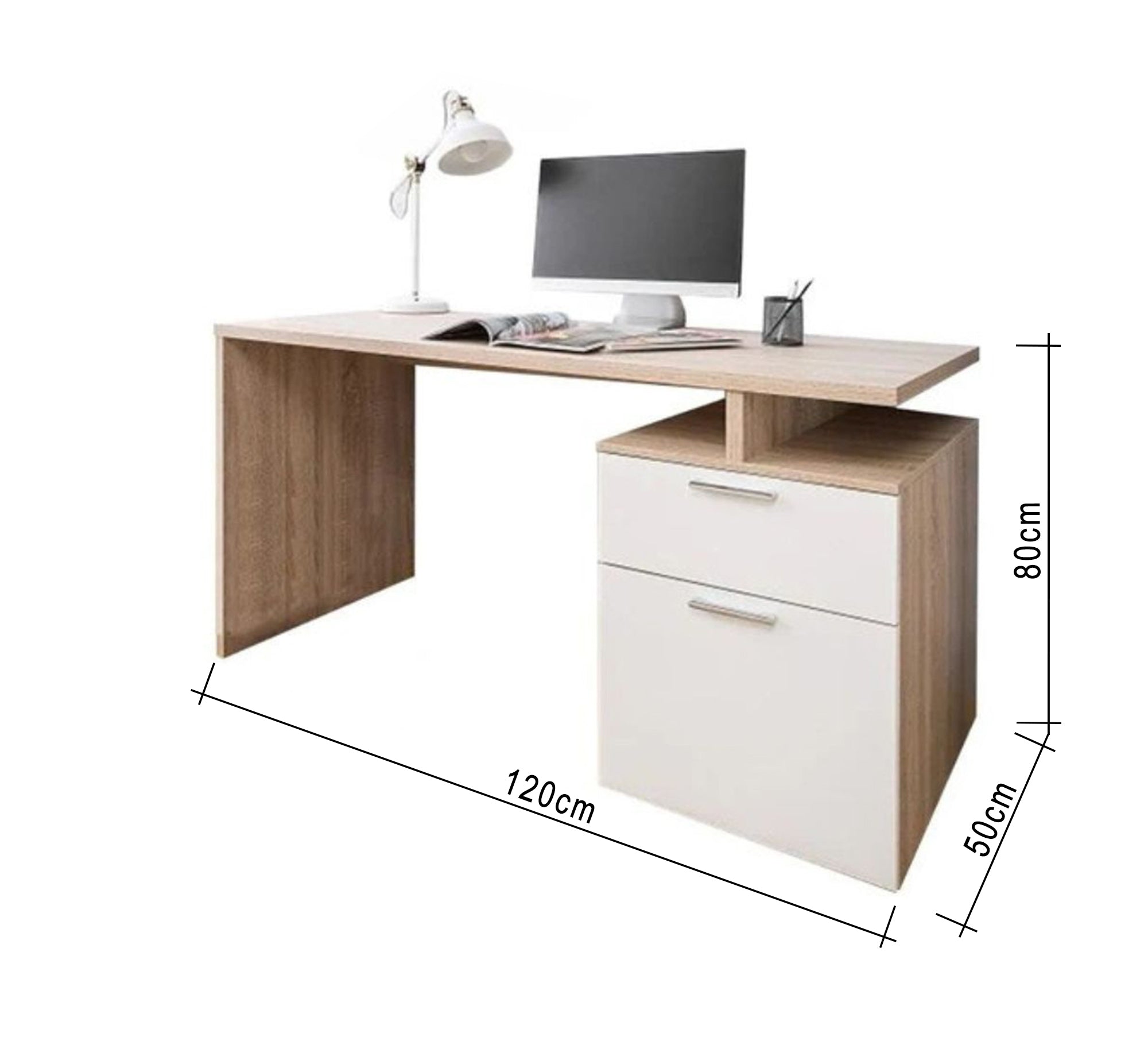 Wooden work desk with side storage units and a stylish design - Vitrine Furniture - Furniture