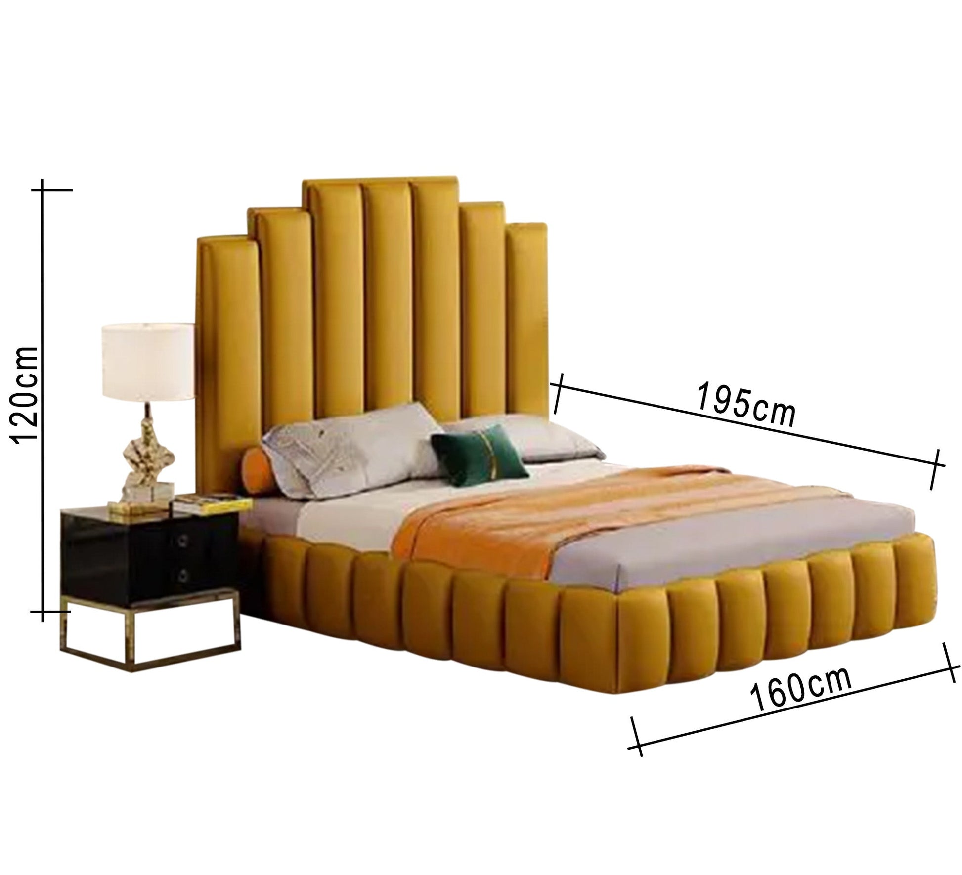 Yellow bed with a unique back - Vitrine Furniture - Furniture