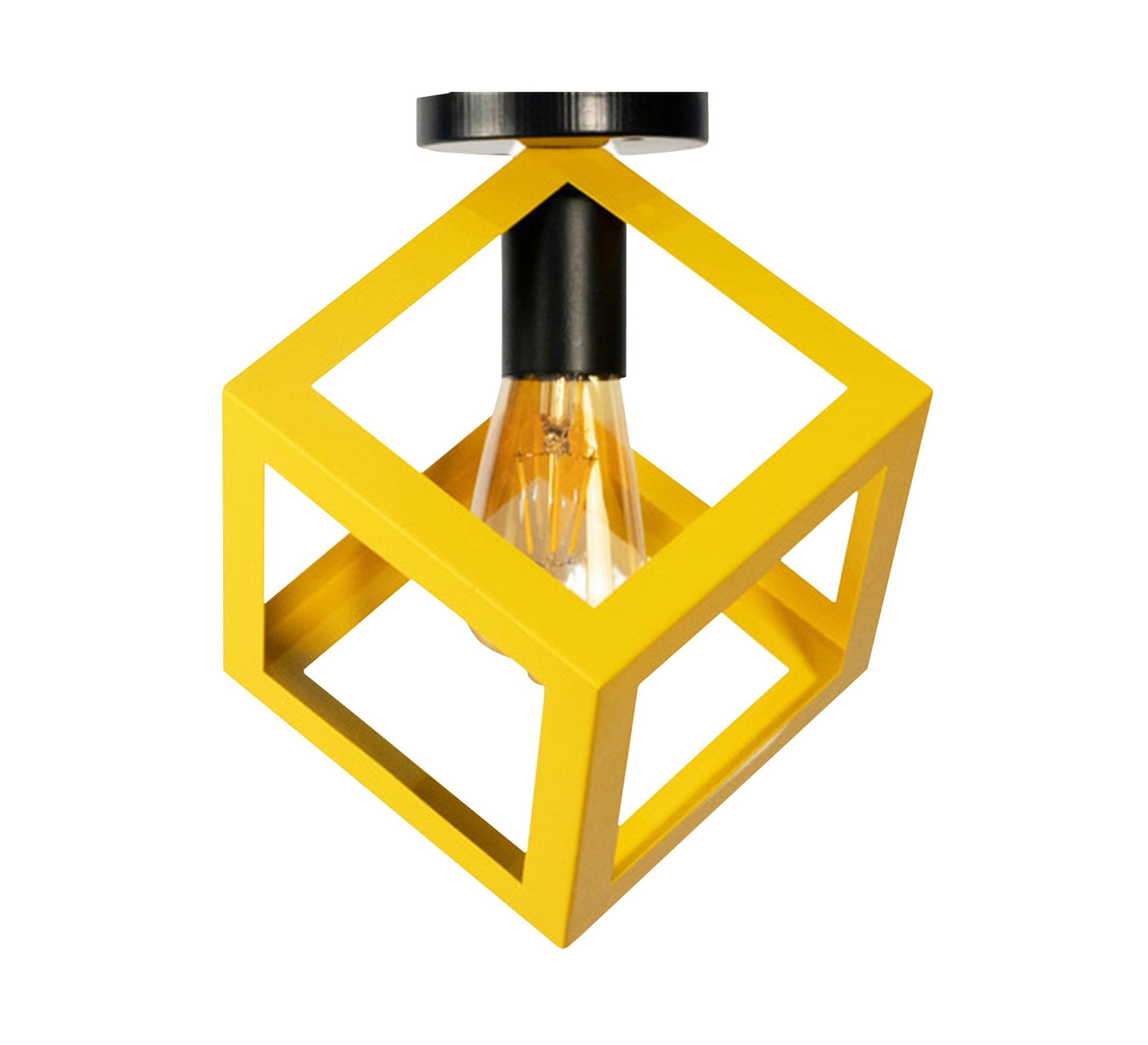 Yellow Cube Cage Ceiling Lamp - Vitrine Furniture - Lighting
