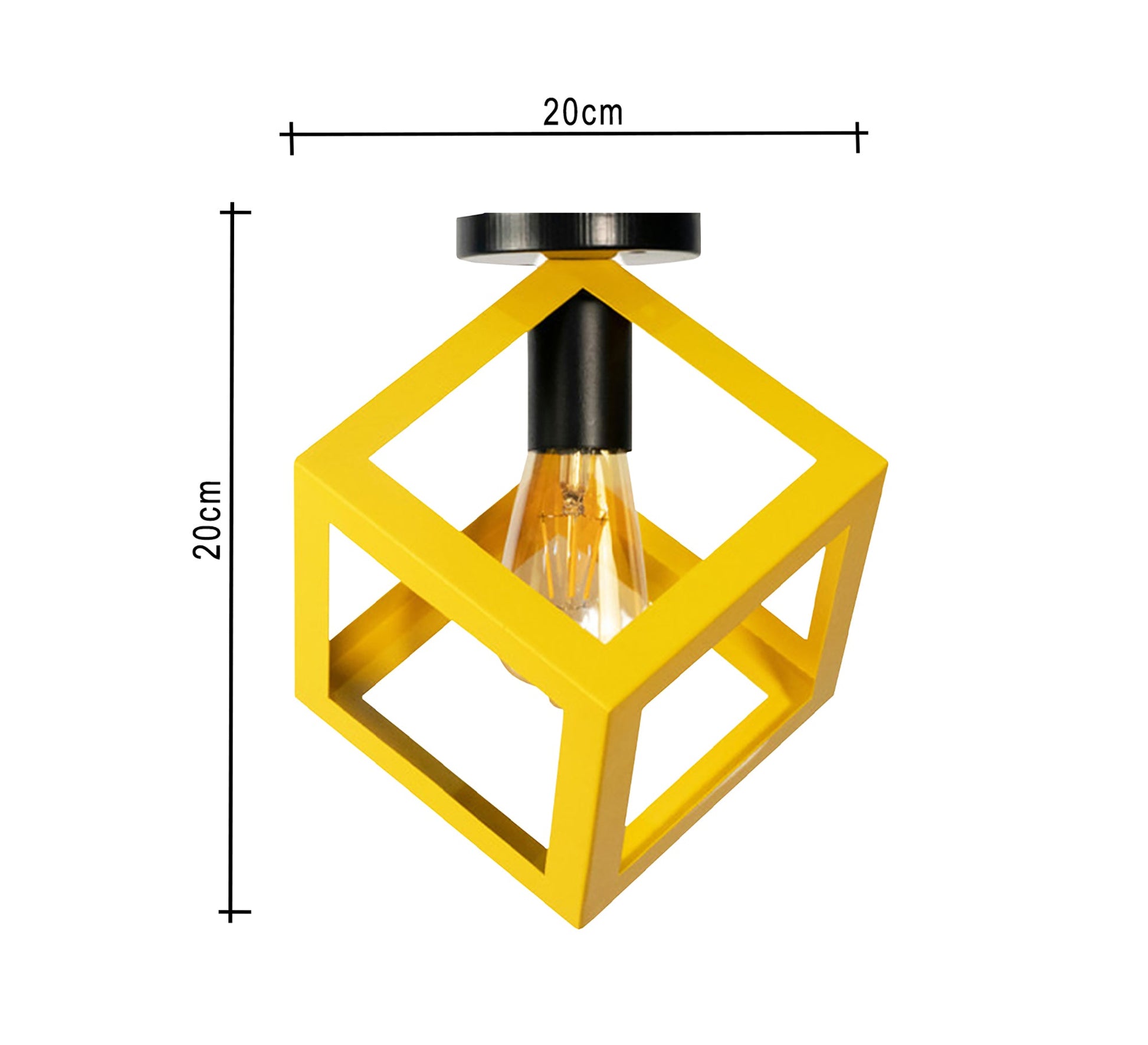 Yellow Cube Cage Ceiling Lamp - Vitrine Furniture - Lighting
