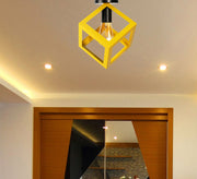 Yellow Cube Cage Ceiling Lamp - Vitrine Furniture - Lighting