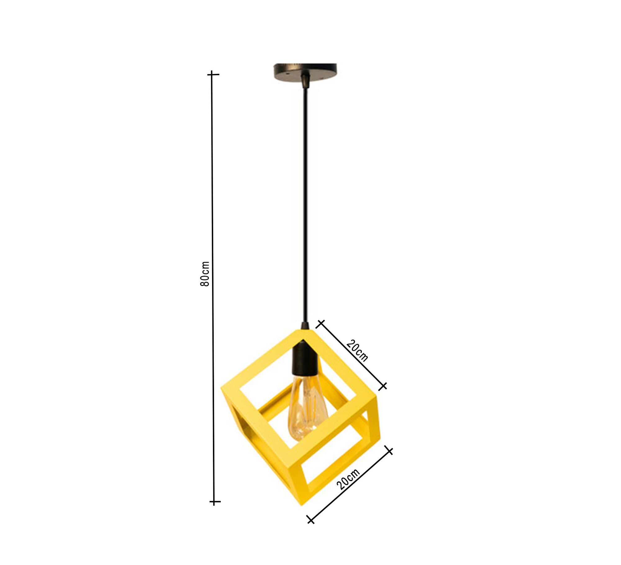 Yellow hollow cube pendant - Vitrine Furniture - Lighting