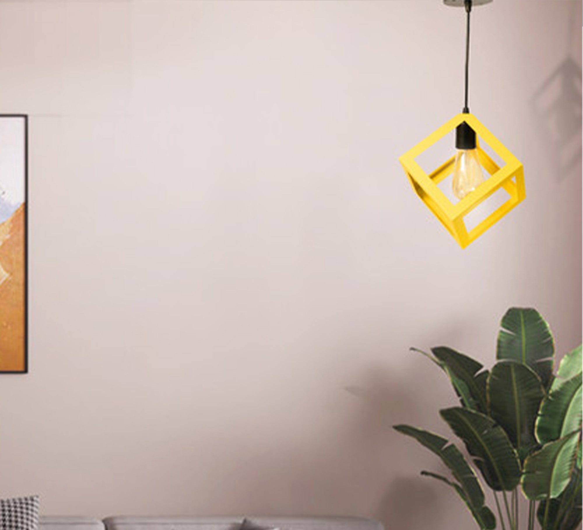 Yellow hollow cube pendant - Vitrine Furniture - Lighting