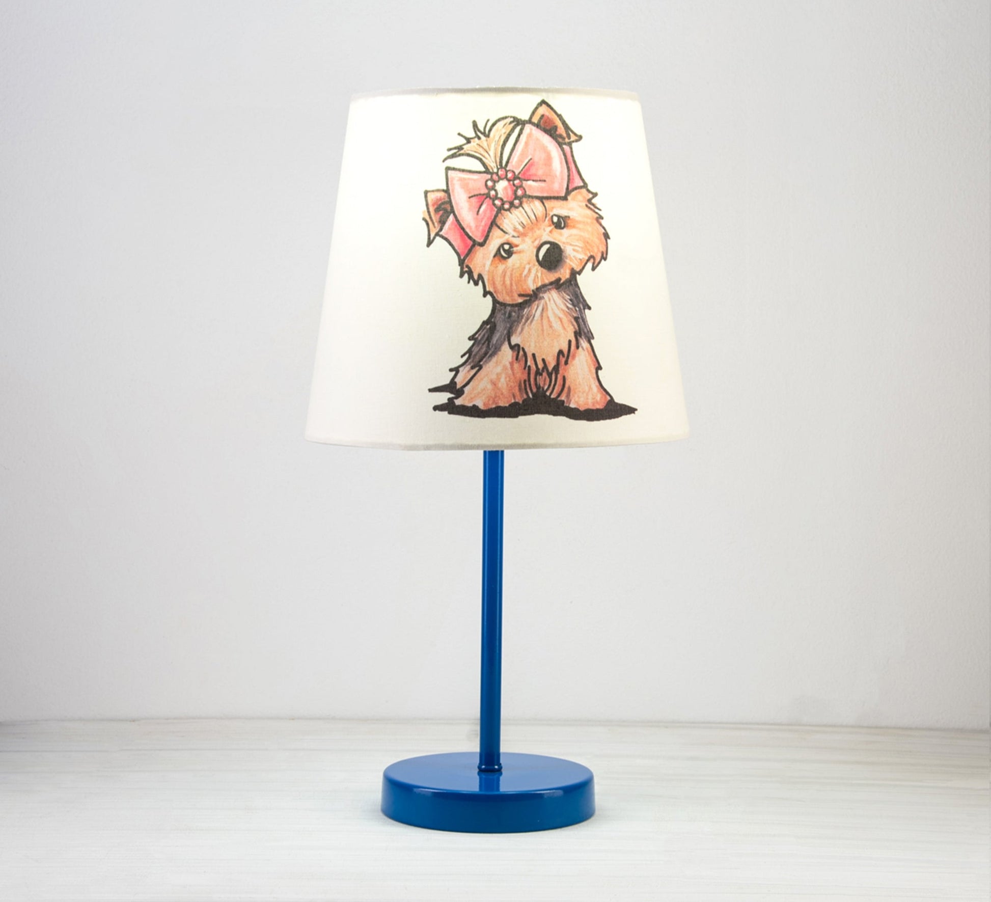 Yorkshire Terrier Lamp: Cute and cuddly design with a blue base - Vitrine Furniture - Lighting