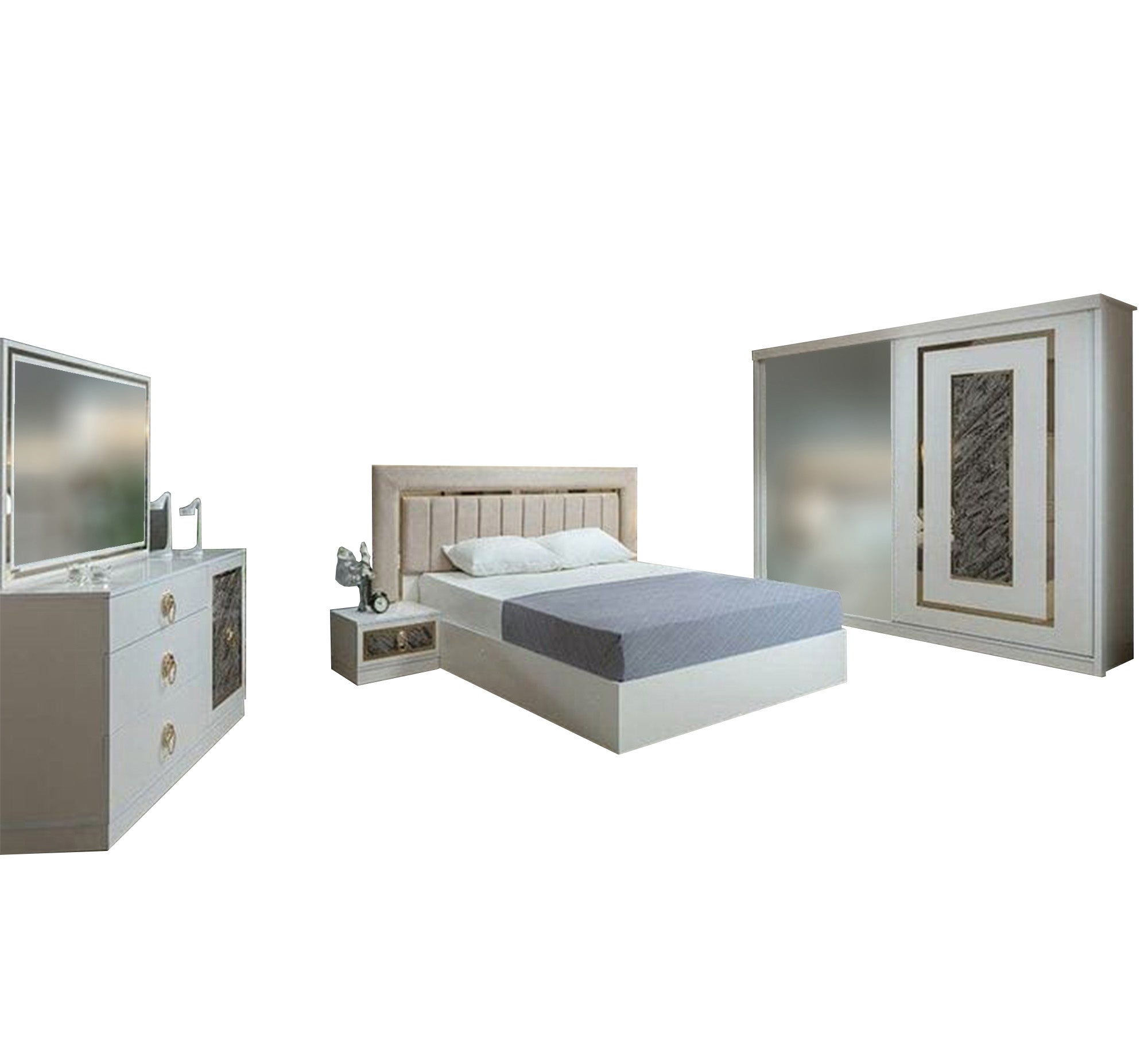 Youth Bedroom with Plush Upholstery - Vitrine Furniture - Bed Sets