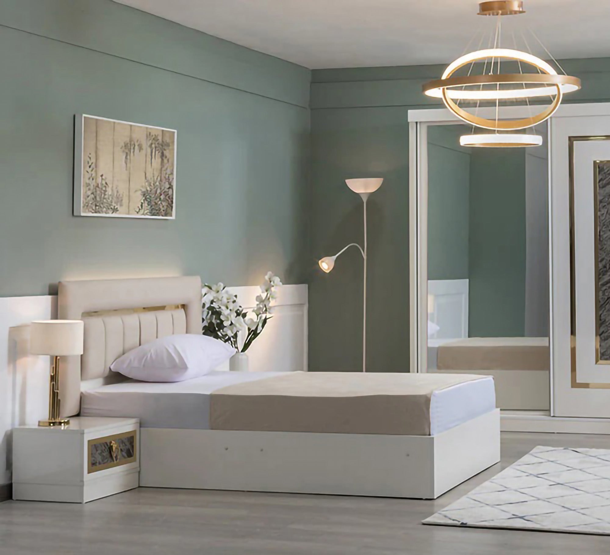 Youth Bedroom with Plush Upholstery - Vitrine Furniture - Bed Sets