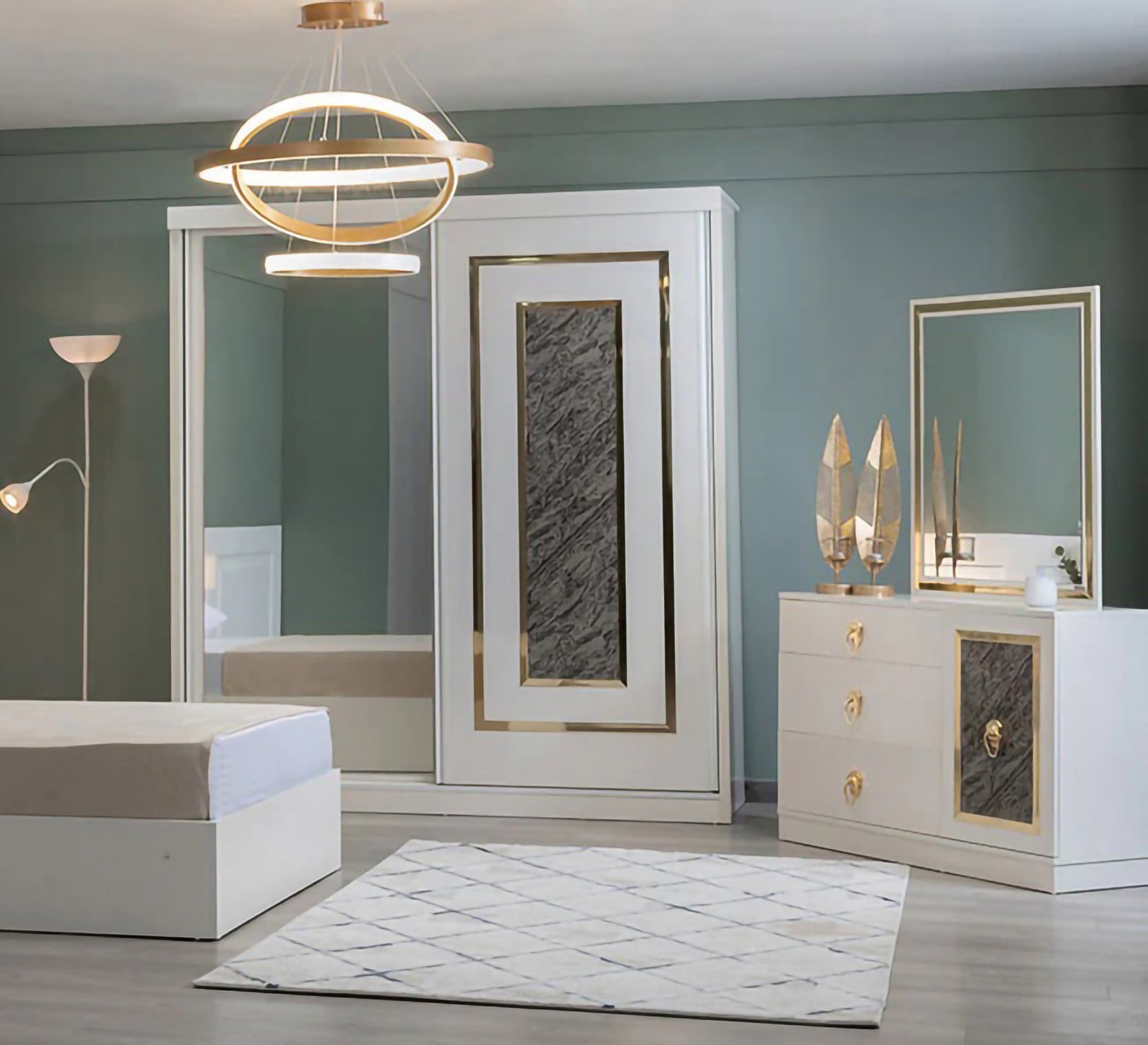 Youth Bedroom with Plush Upholstery - Vitrine Furniture - Bed Sets