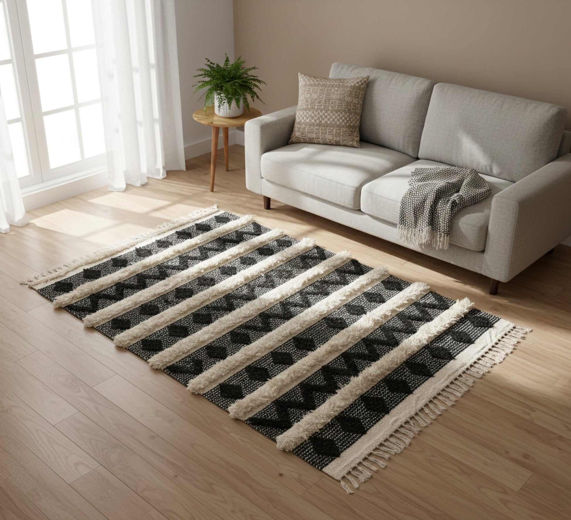 Zigzag and fringed rug - Vitrine Furniture - Accessories